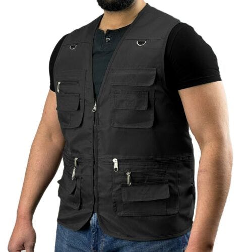 Coolandnew Black Multi Pocket Utility Vest - 2XL