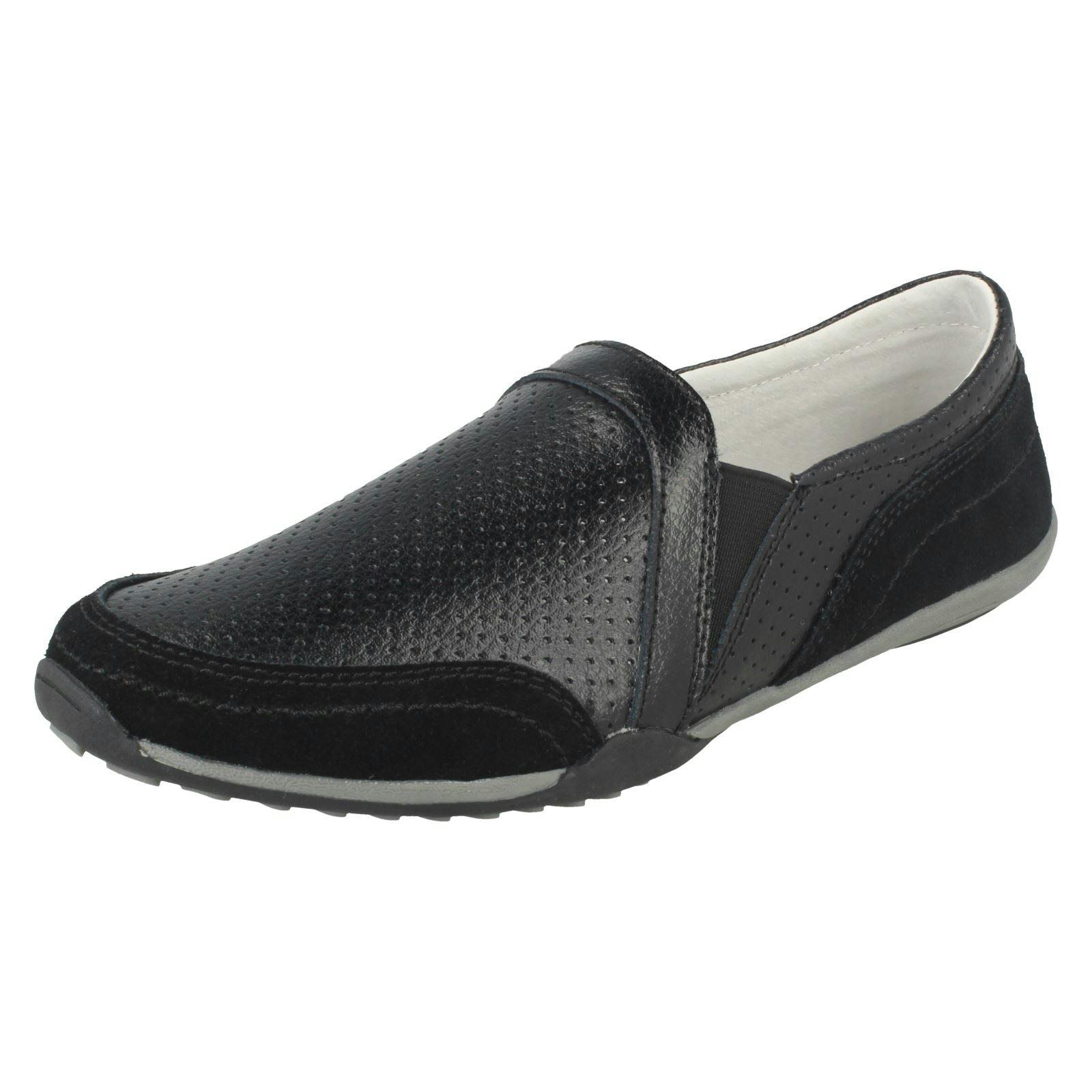 Down To Earth Women's Black Leather Casual Shoes F80423 - Uk 4