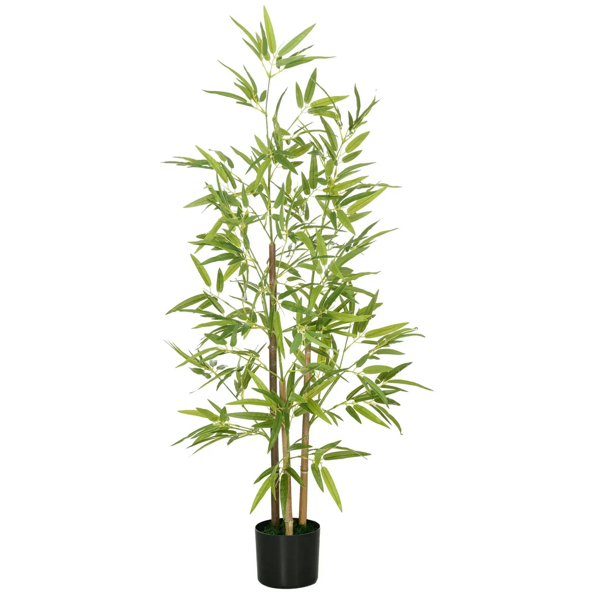 HOMCOM Artificial Bamboo Tree - 120cm Height - Green - Realistic PE Leaves - Pot Included - Image 6