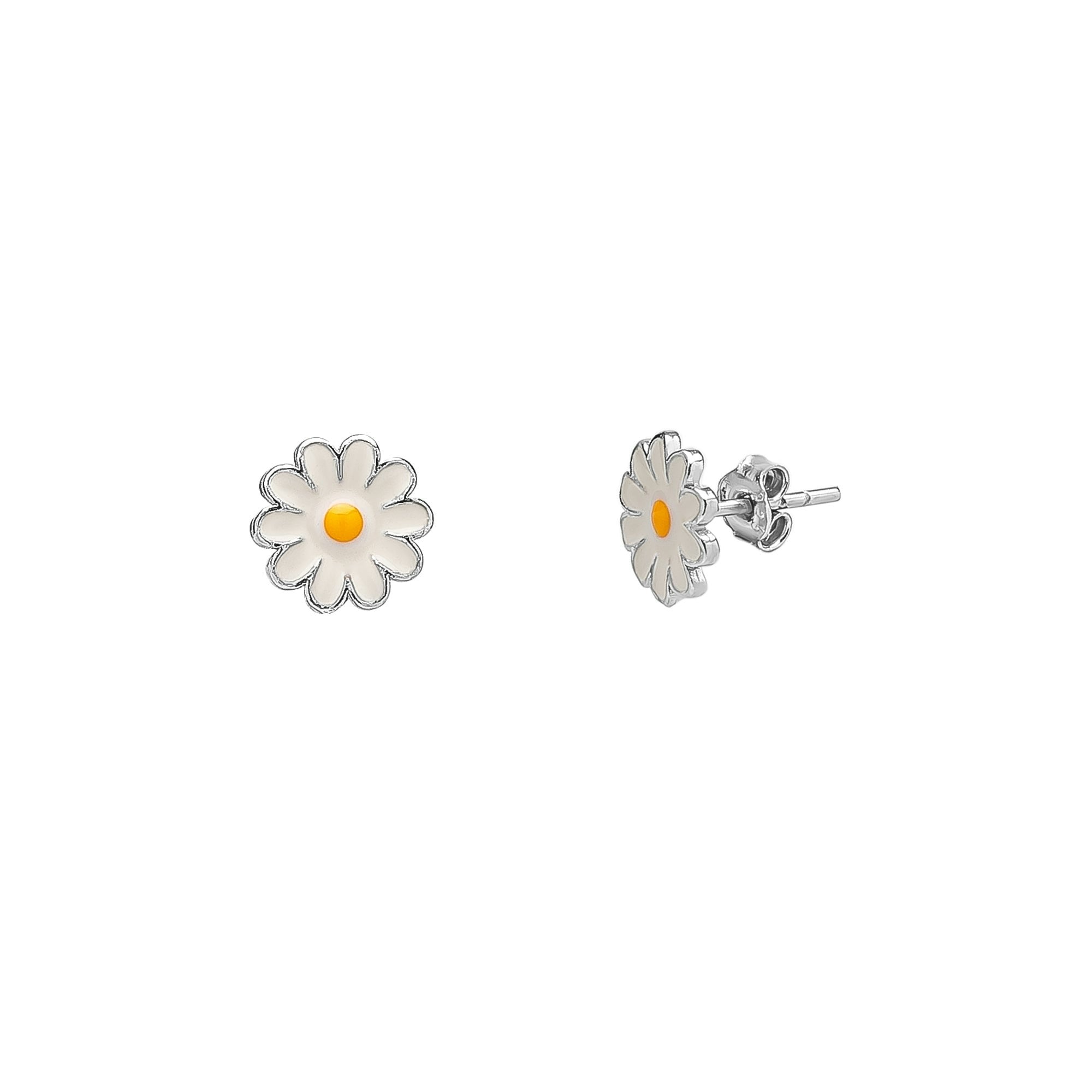 Spero London Silver Enamel Daisy Stud Sterling Earrings