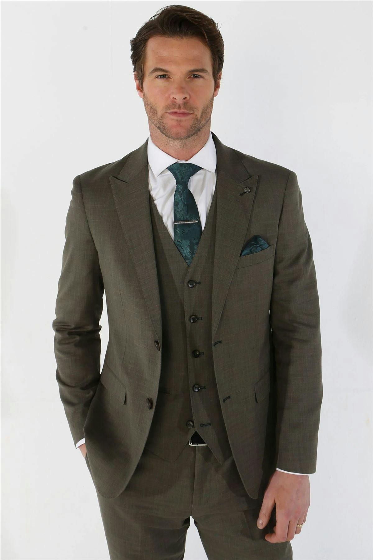 Infinity Leather Men's 3 Piece Sage Summer Wedding Tailored Fit Suit - Sage - 52" Jacket 46" Trousers