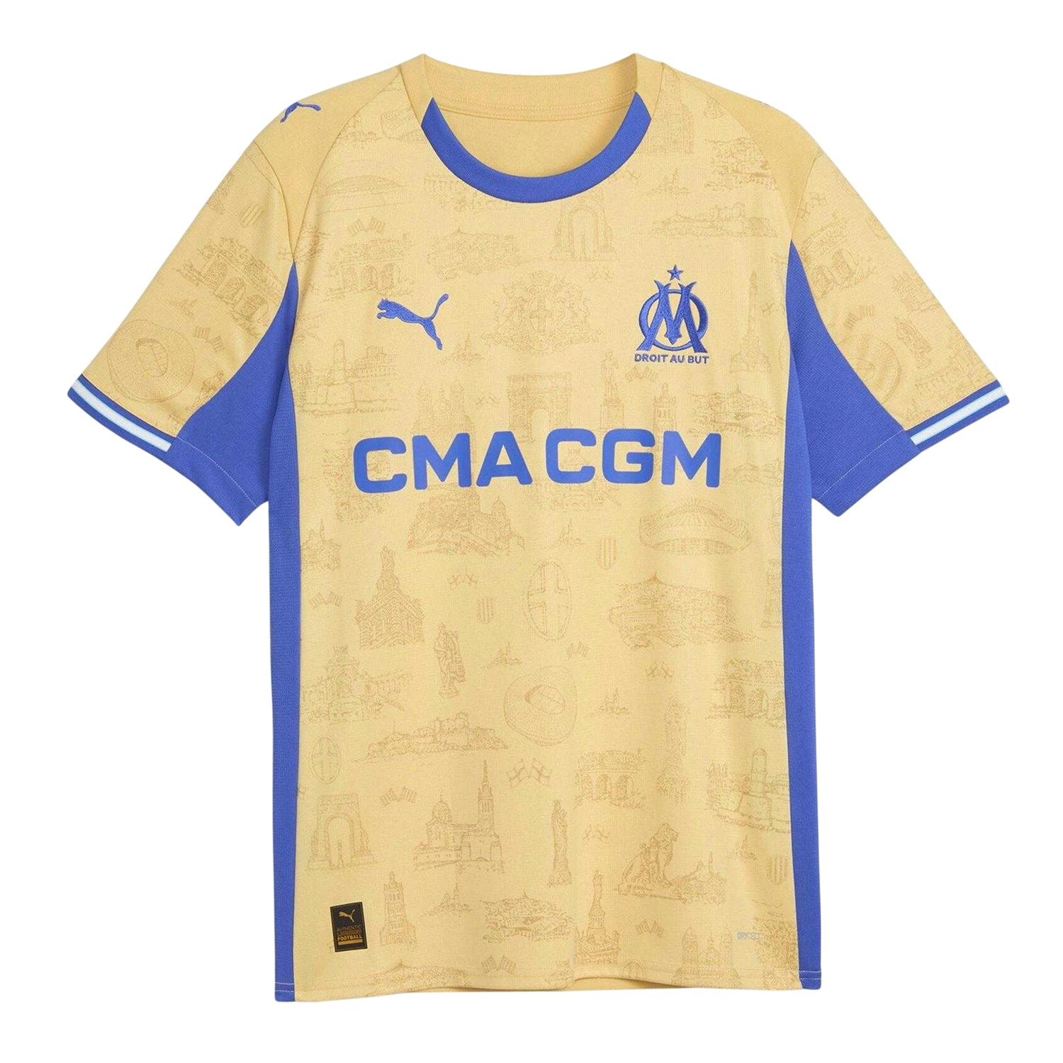 Puma Men's Gold/Blue Olympique De Marseille Fc Jersey - /Royal - Xl - /Royal - 100% Polyester