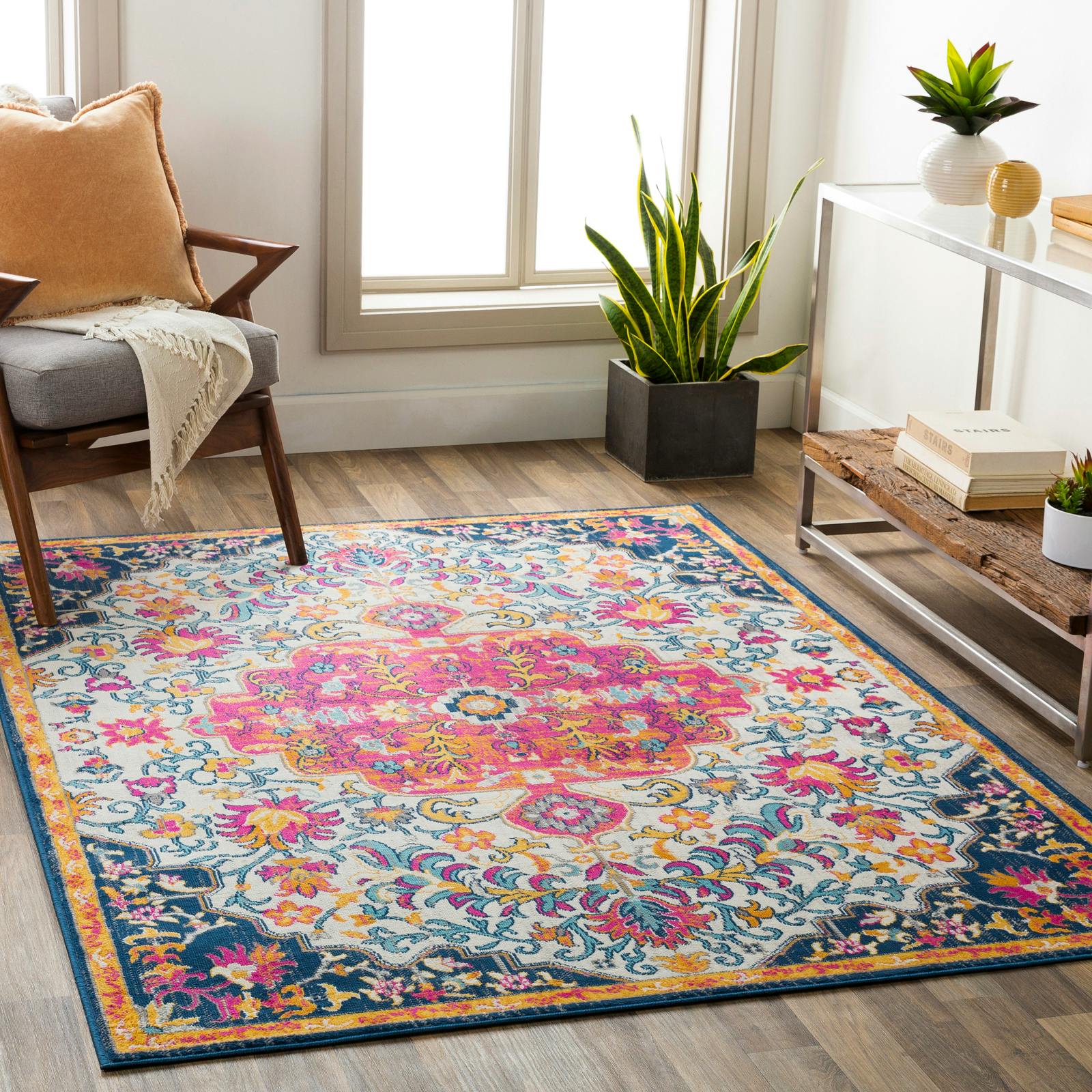 Rackhams Orange/Yellow/Blue Floransa-Vintage Beige Traditional Boho Rug - 160 X 215 Cm