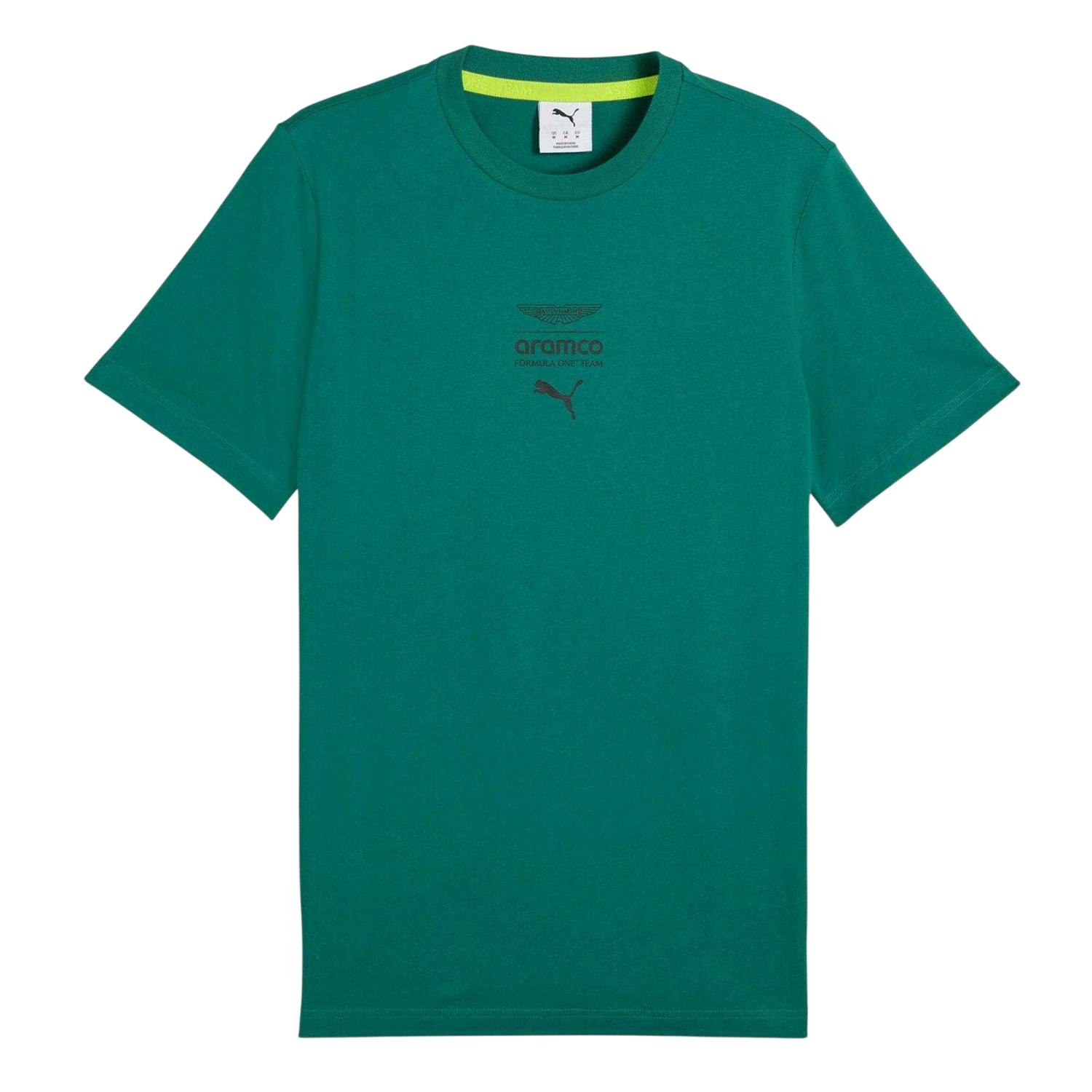 Puma Men's Green Motorsport Aston Martin F1 Logo T-Shirt - L - 83% Polyester/17% Polyurethane