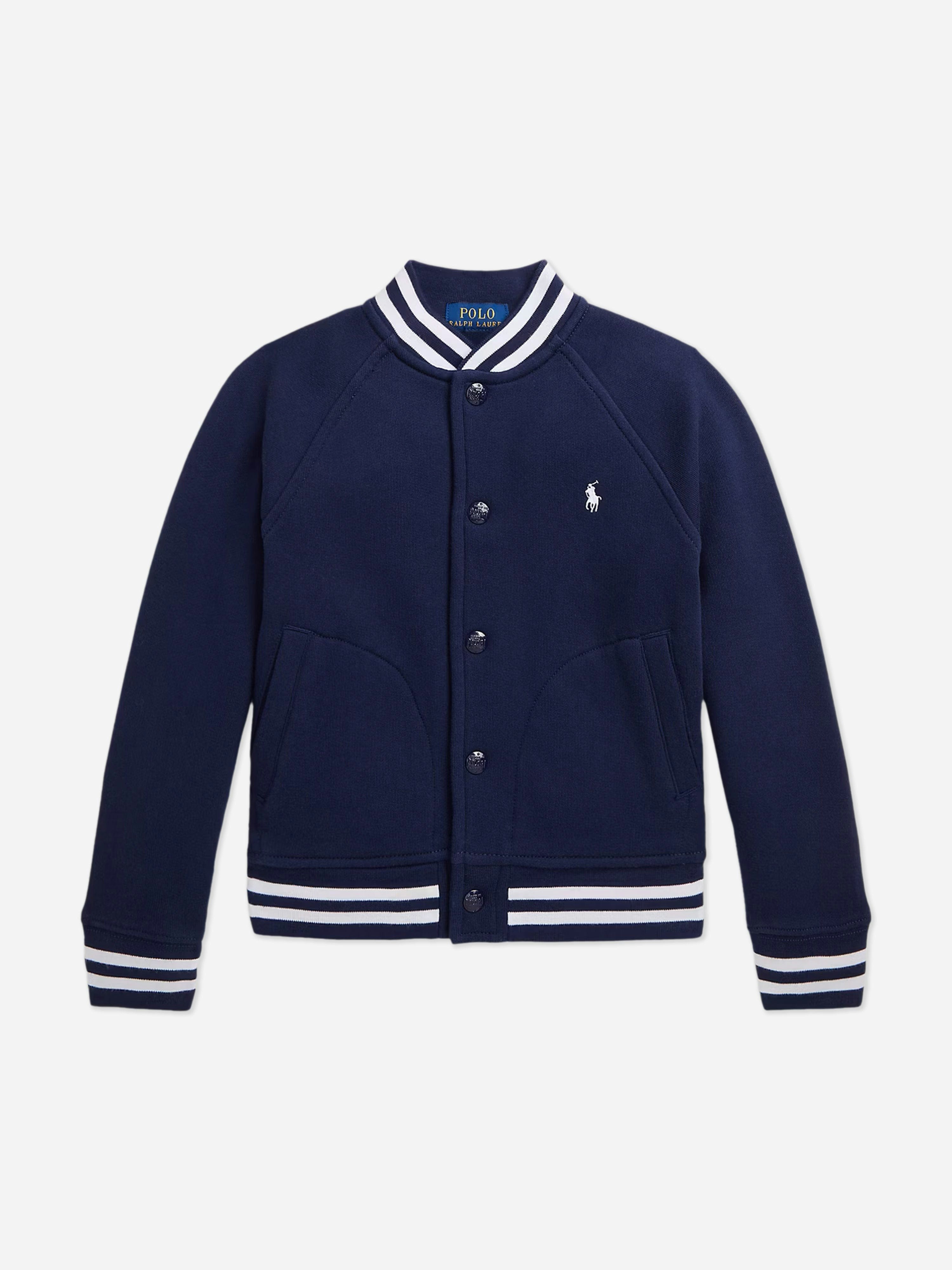 Ralph Lauren Kids Boys Blue Ralph Lauren Jersey Bomber Jacket In Navy - 6 Yrs