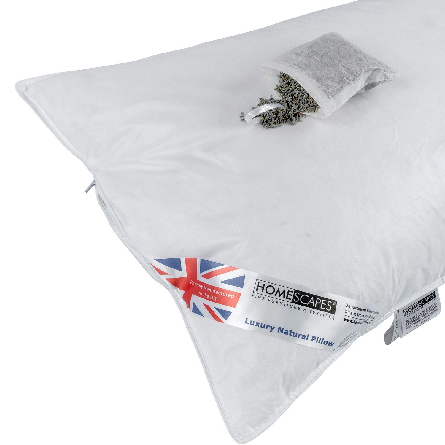 Homescapes Lavender Goose Feather And Down Pillow With Dried Insert