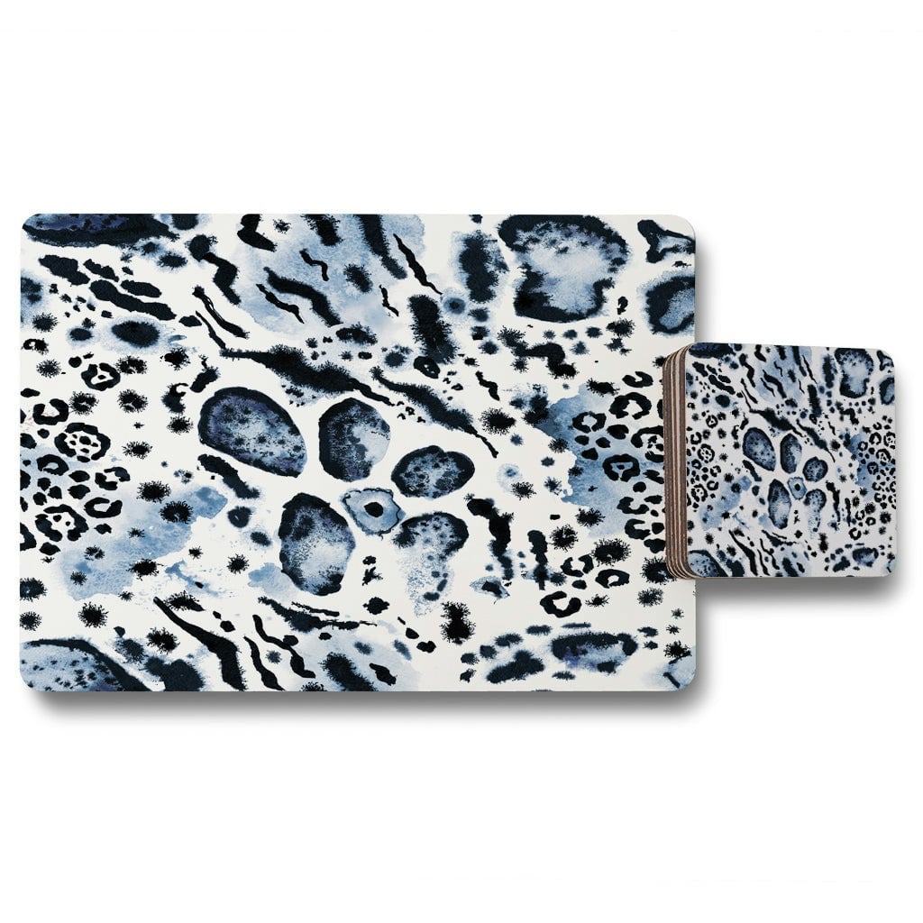 Rackhams Blue Leopard Print (Placemat & Coaster Set)