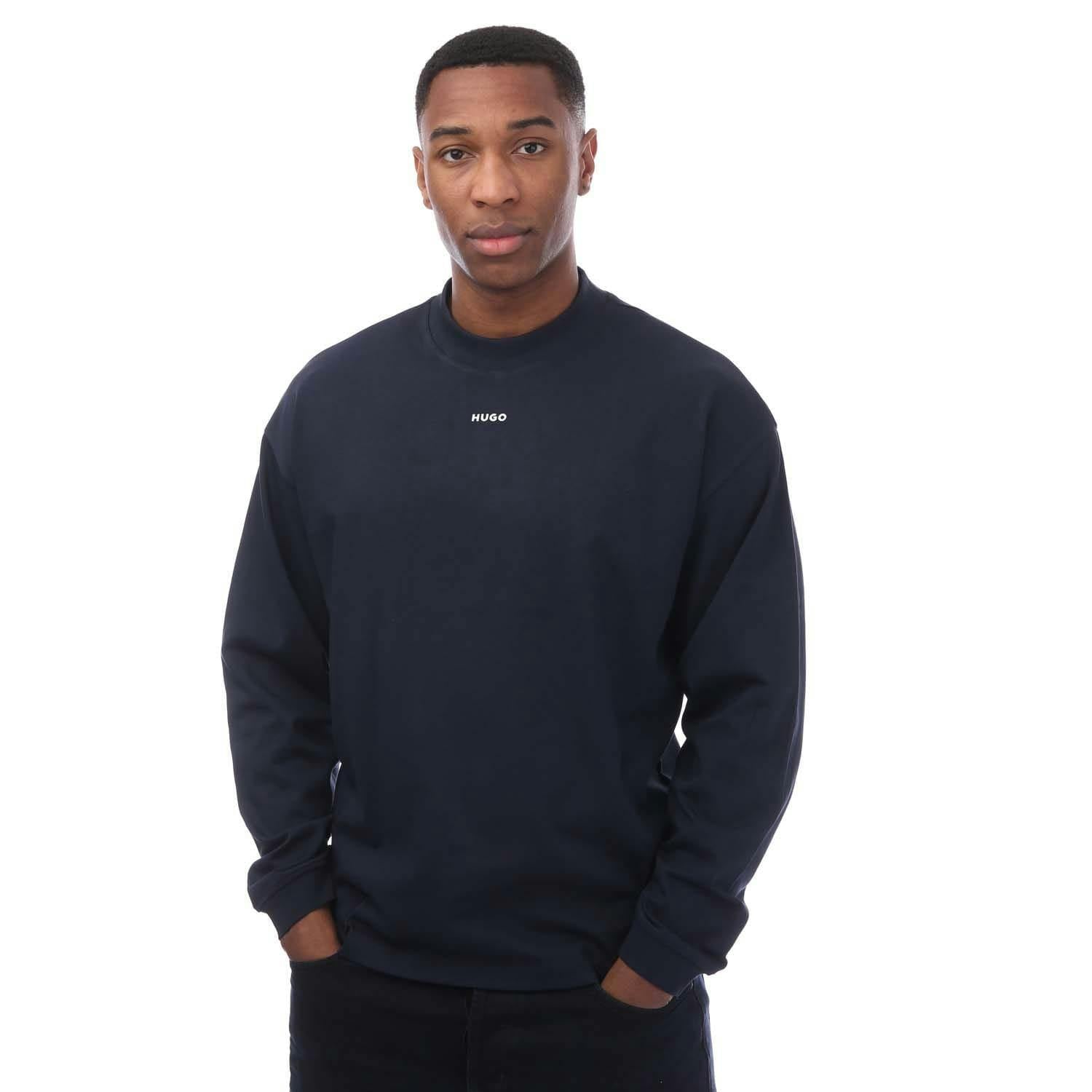 Hugo Boss Men's Dark/Blue Logo Printed Relaxed Fit T-Shirt - Xs - 98% Cotton/2% Elastane