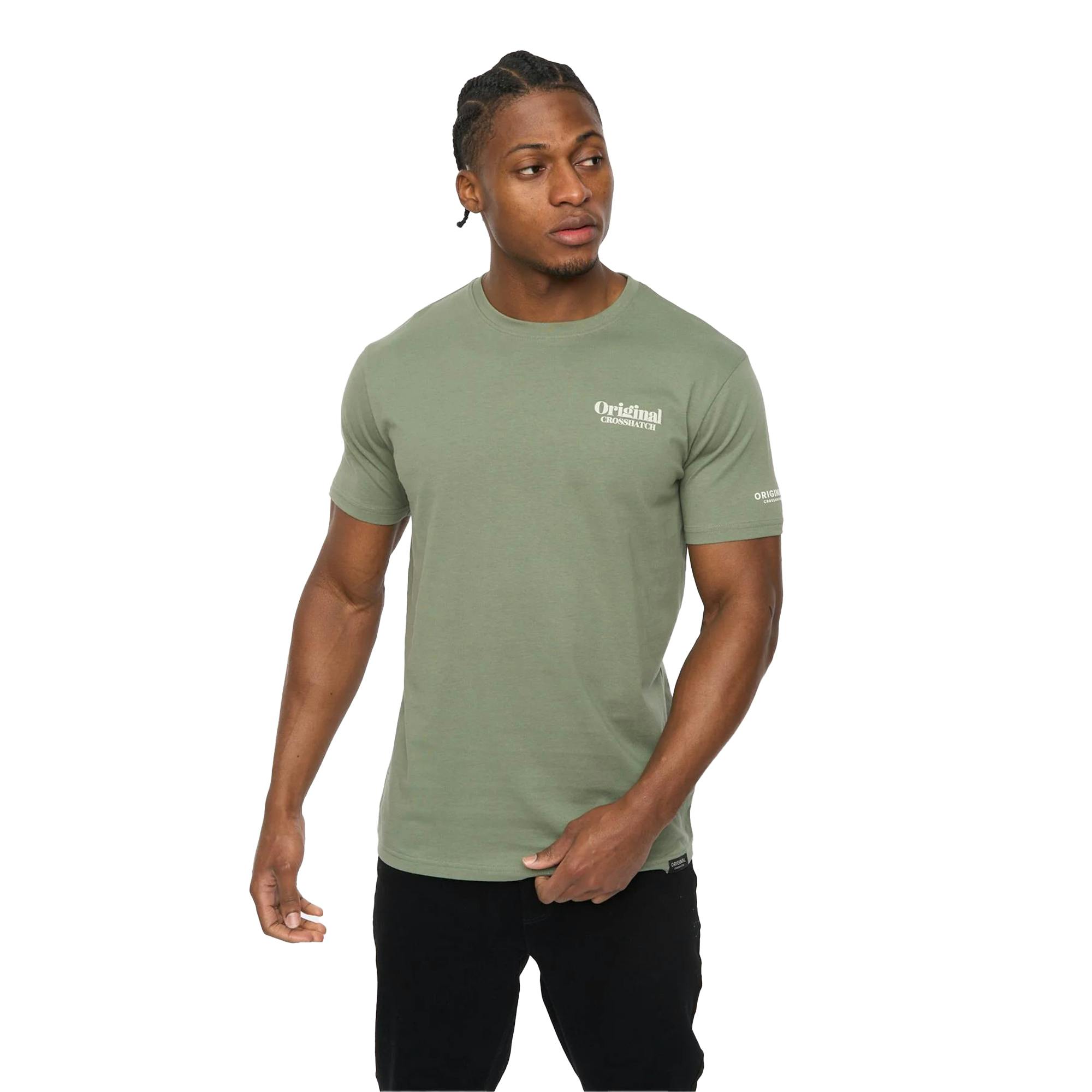 Crosshatch Men's Simtanks T-Shirt - Olive - L - Olive - 100% Cotton