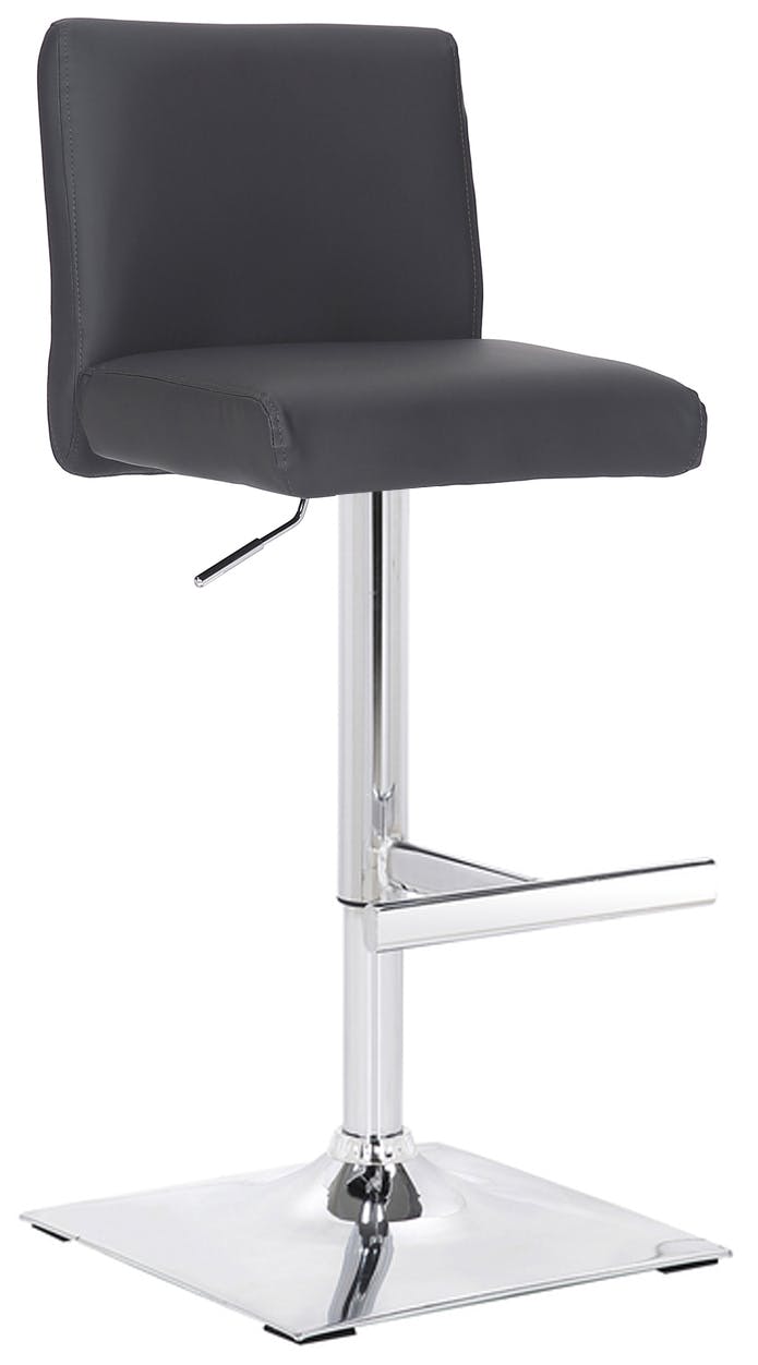 Lamboro Grey Snella Breakfast Bar Stool, Chrome Footrest, Height Adjustable Swivel Gas Lift, Home Bar & Kitchen Barstool, Charcoal