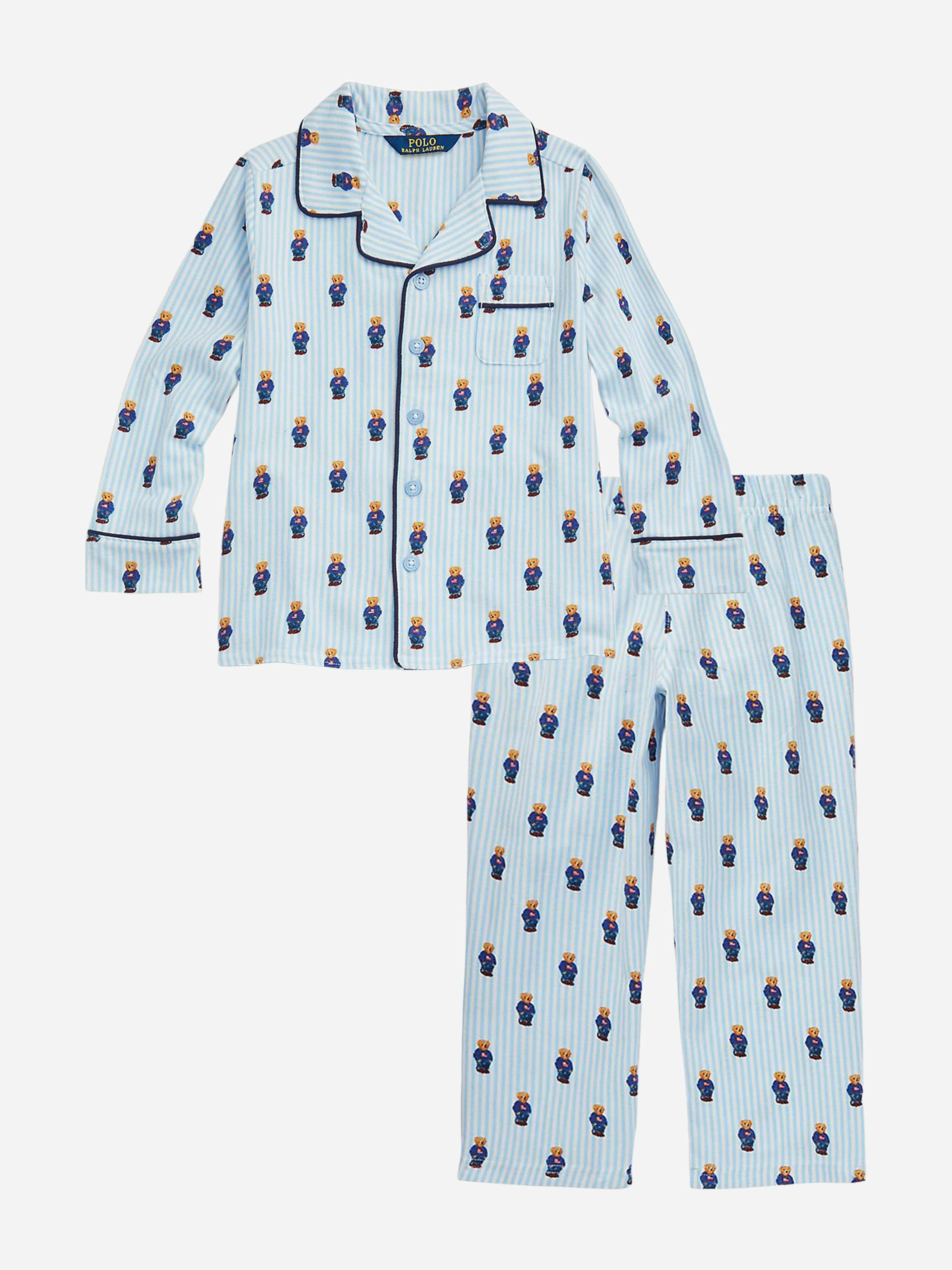 Ralph Lauren Kids Boys Blue Ralph Lauren Bear Pyjama Set In - 12 Yrs