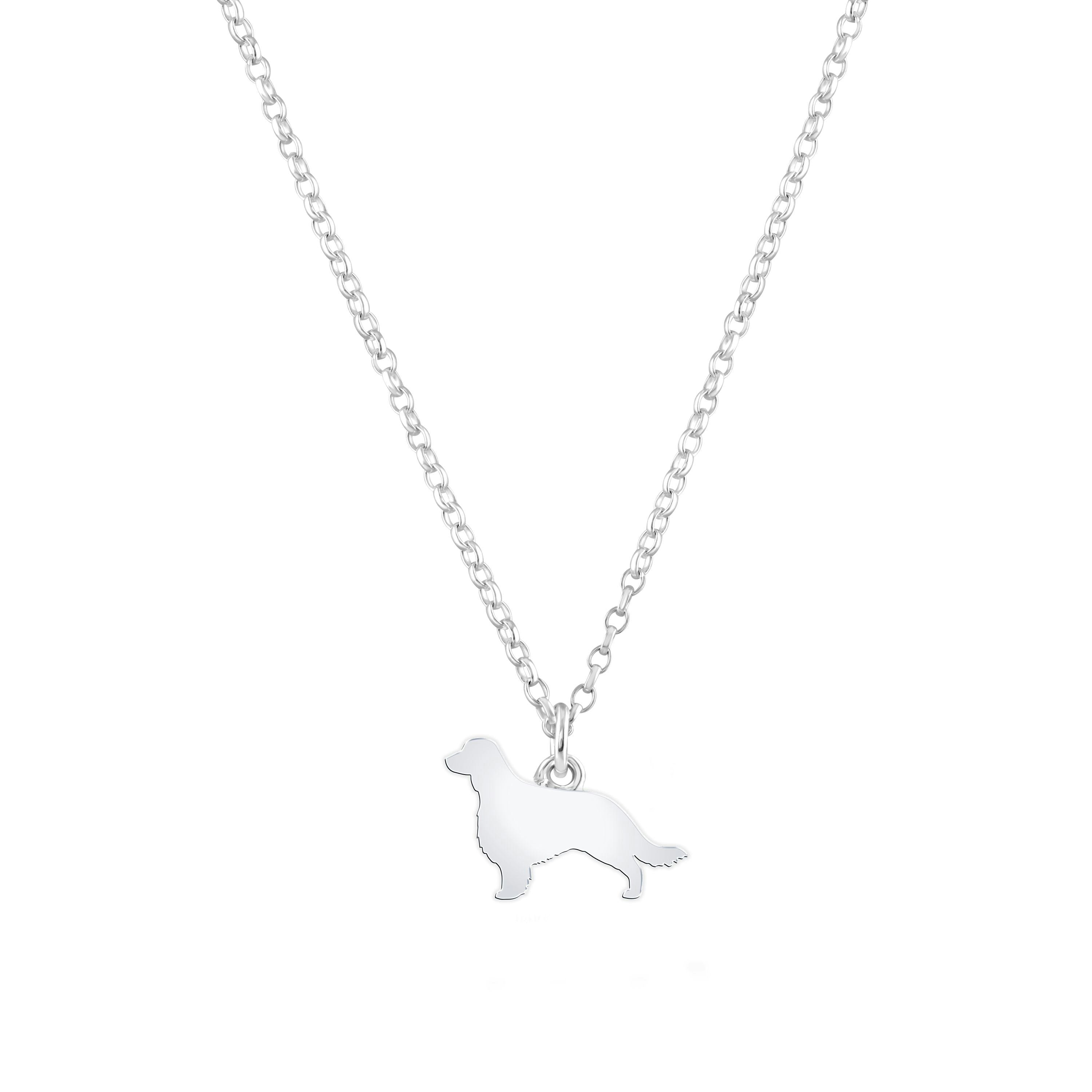 Mylee London Silver Welsh Springer Spaniel Silhouette Necklace - Personalised - No