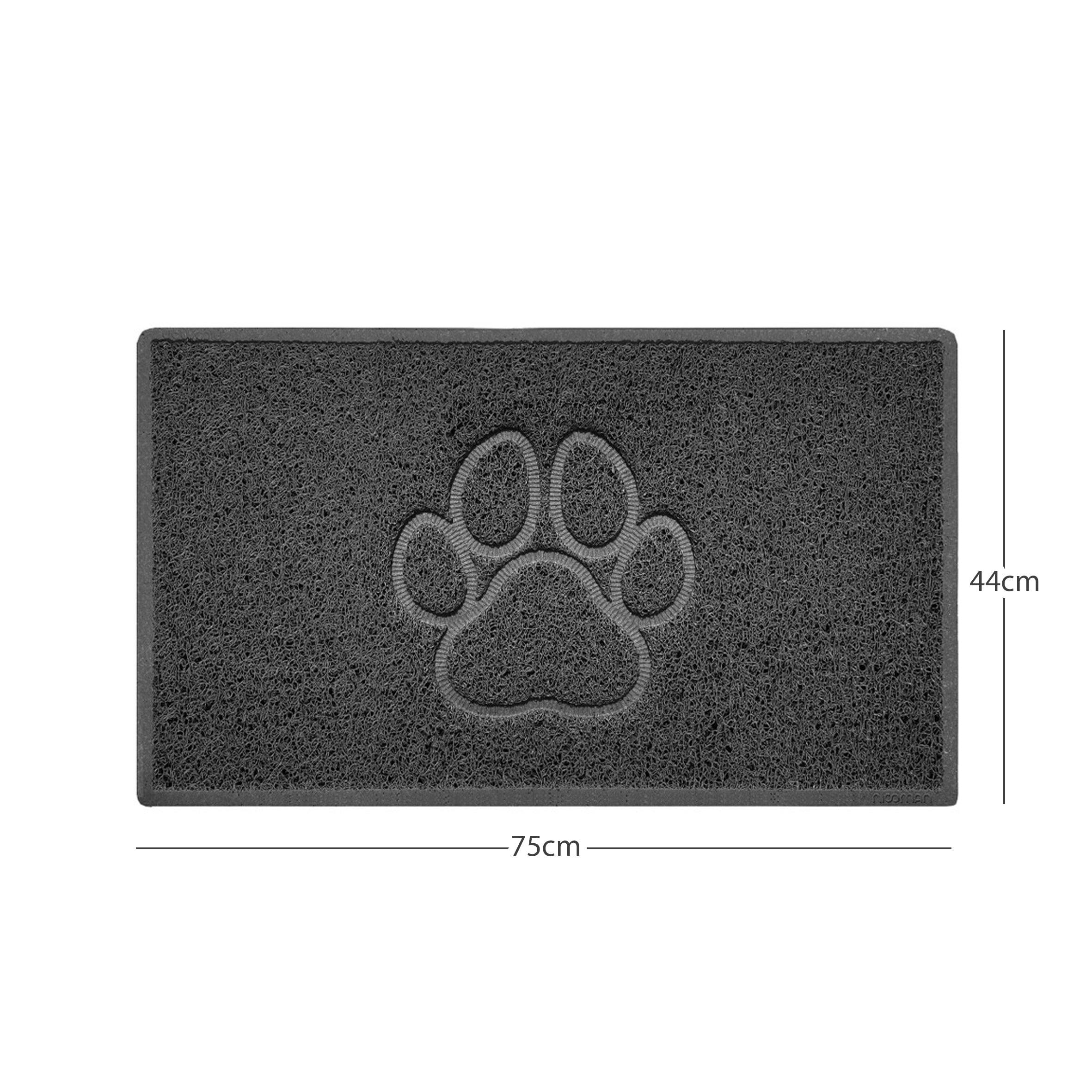 Rackhams Dark/Grey "Paw Print" Embossed Loofah Textured Spaghetti Door Mat - 75Cm X 44Cm - Yes (Suitable For Indoors)
