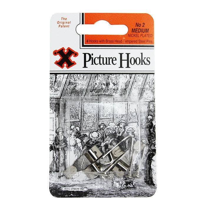 Rackhams Picture Hooks No 2 Nickel Plated 4Pk - One Colour - One Size - One Colour