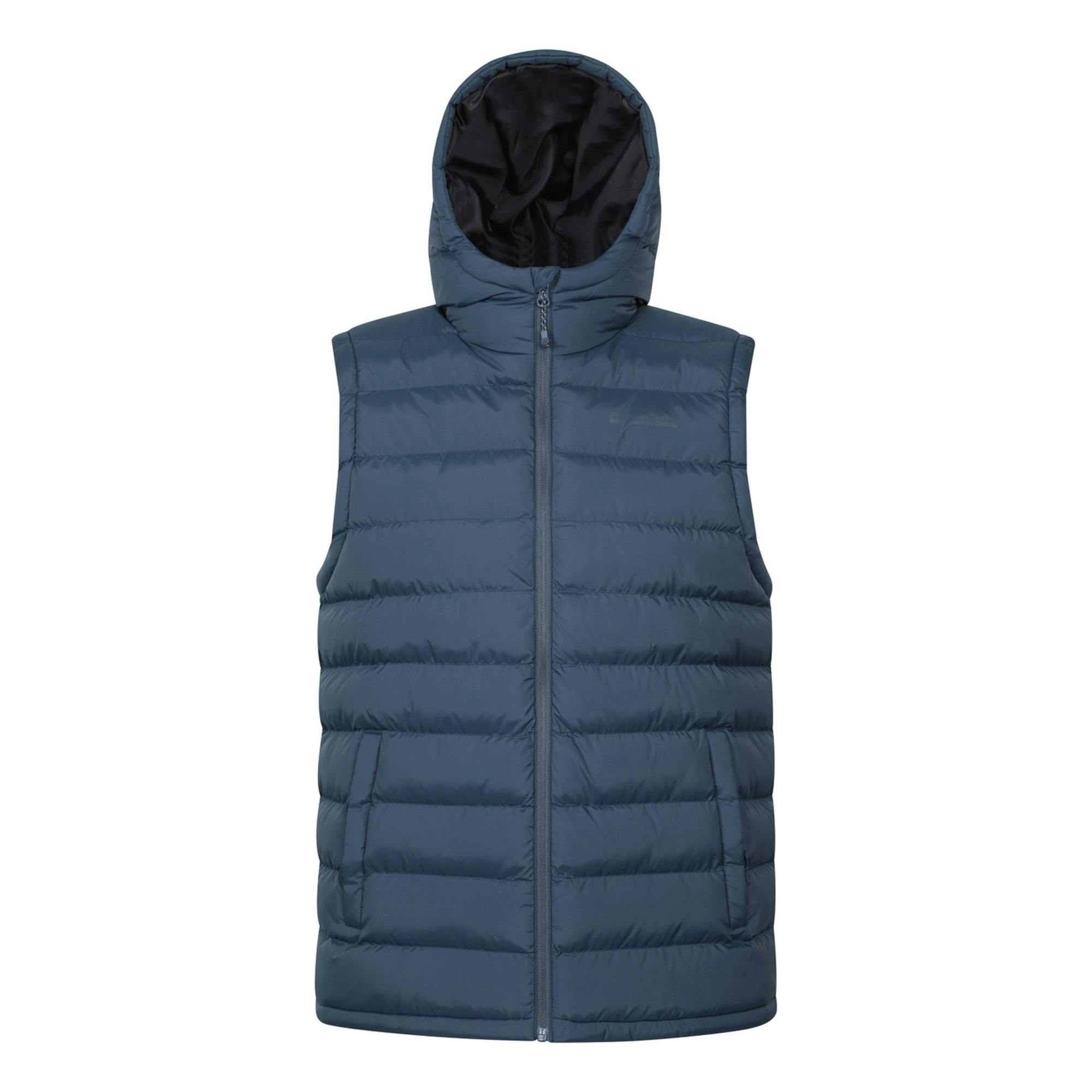 Mountain Warehouse Men's Seasons Hooded Padded Gilet - Navy - Xs - Navy - 60% Polyamide/40% Polyester