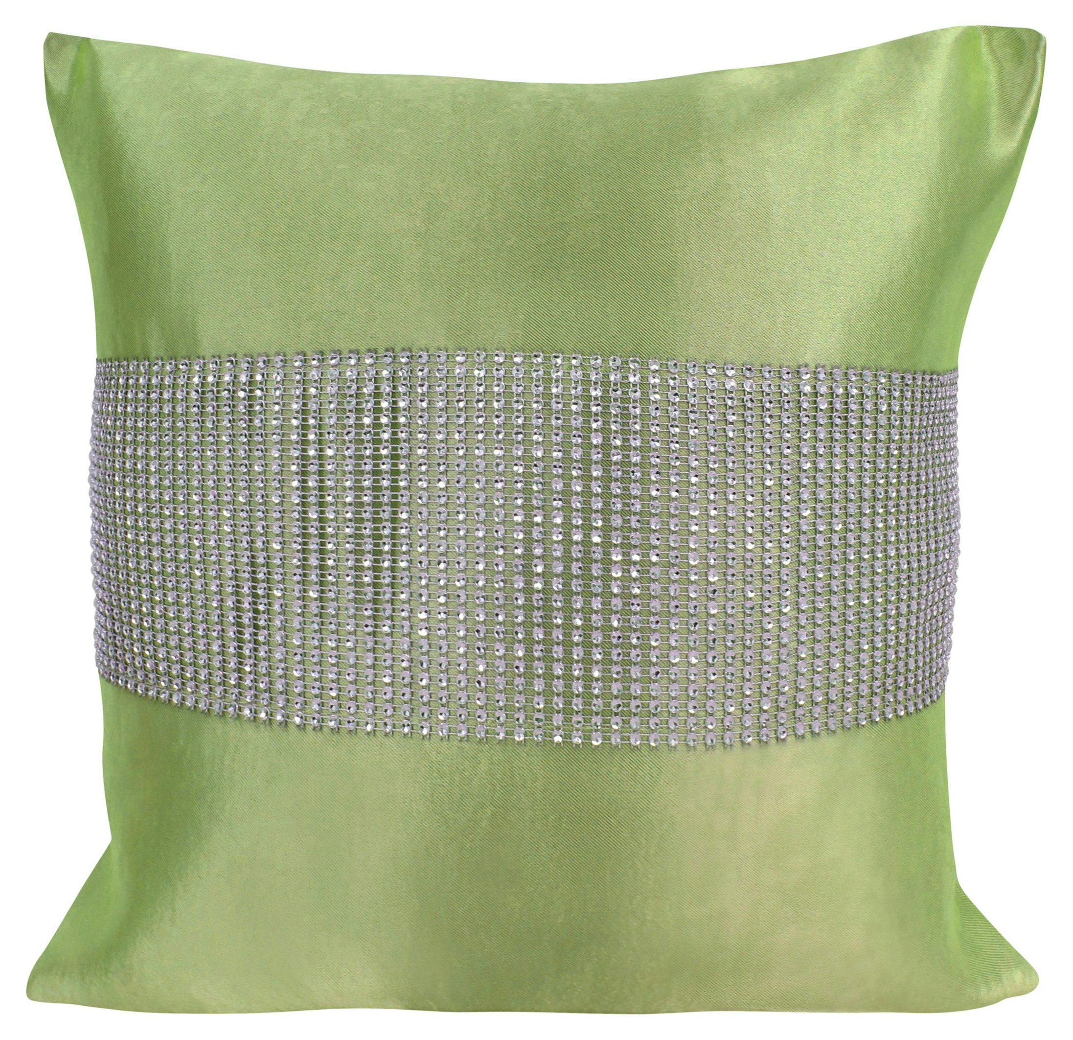 Velosso Green Matte Finish With Diamante Detail Scatter Cushion - 43Cm X 43Cm