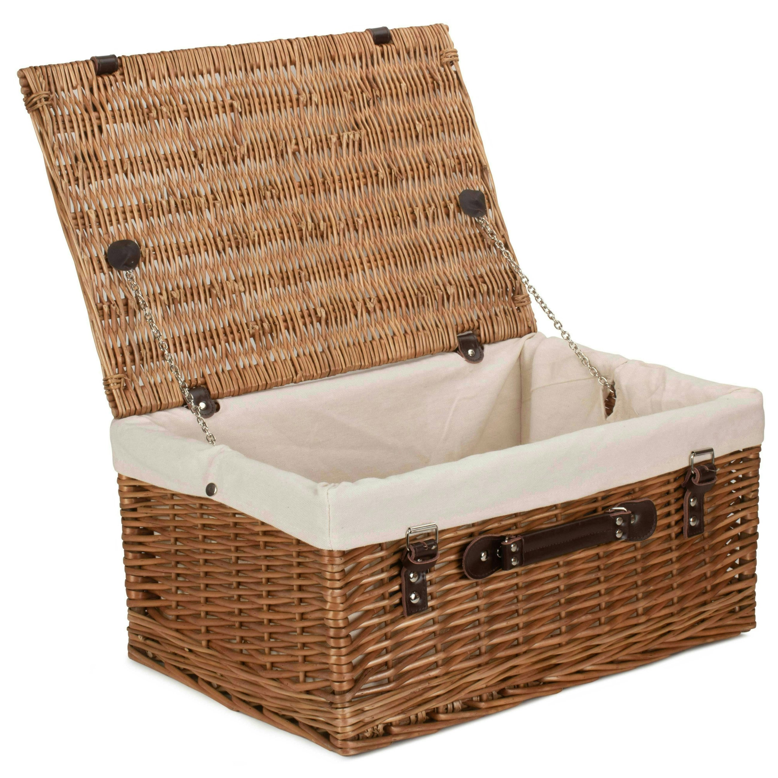 Red Hamper Red/White Hamper 51Cm Double Steamed Willow Wicker Picnic Basket