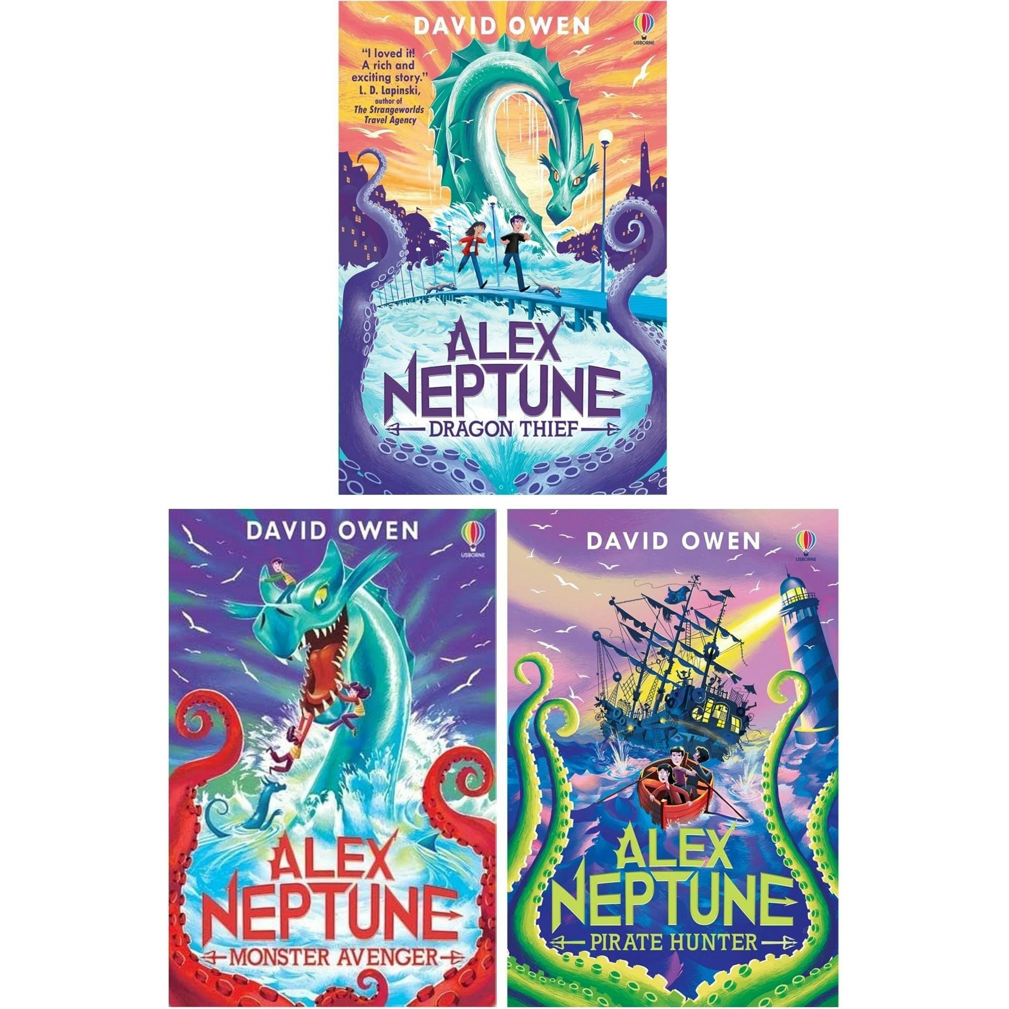 Usborne Publishing Boys Alex Neptune Series By David Owen 3 Book Set (Dragon Thief, Pirate Hunter, Monster Avenger)