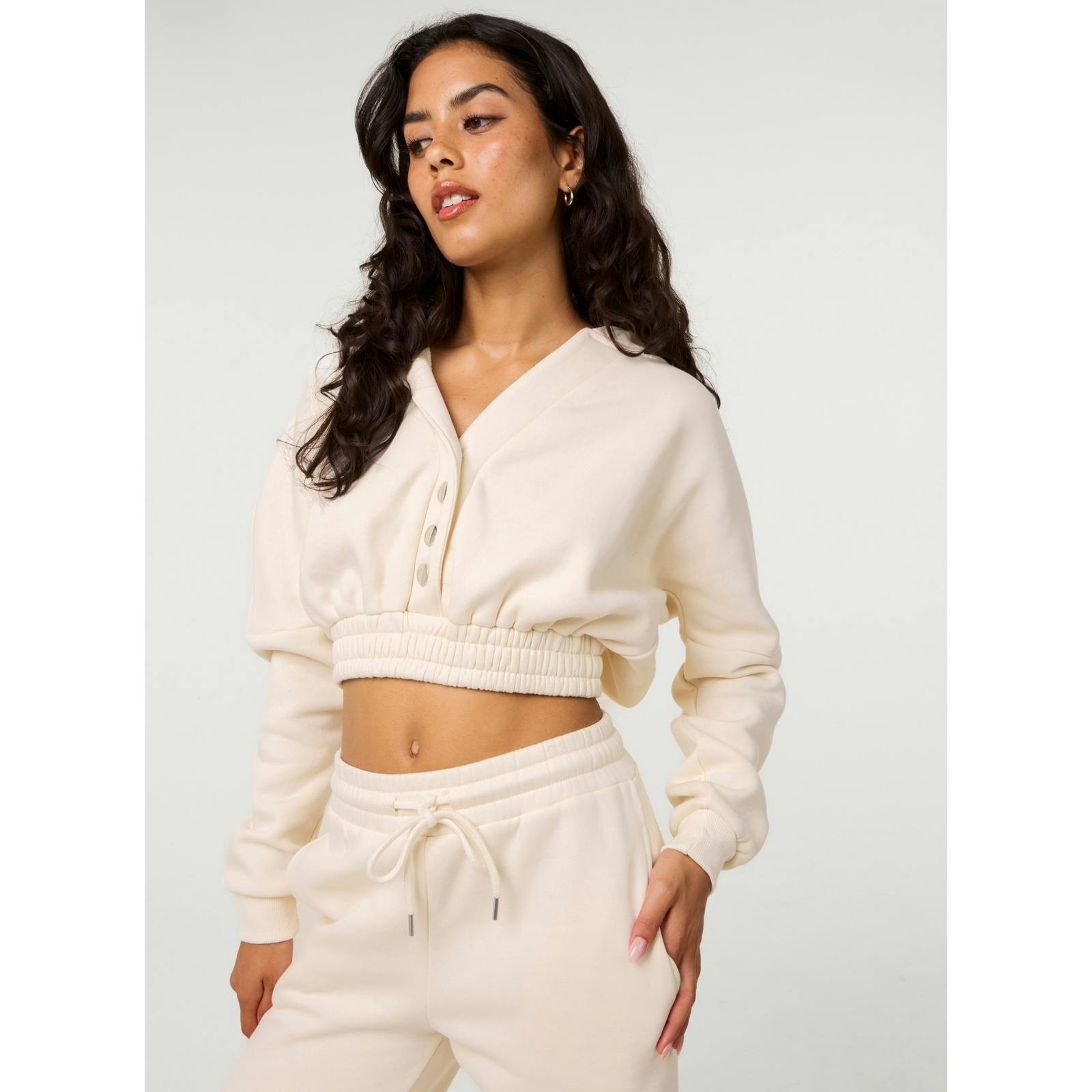 Pink Vanilla Pink/Cream Vanilla Fleece Lined Cropped Hoodie - M
