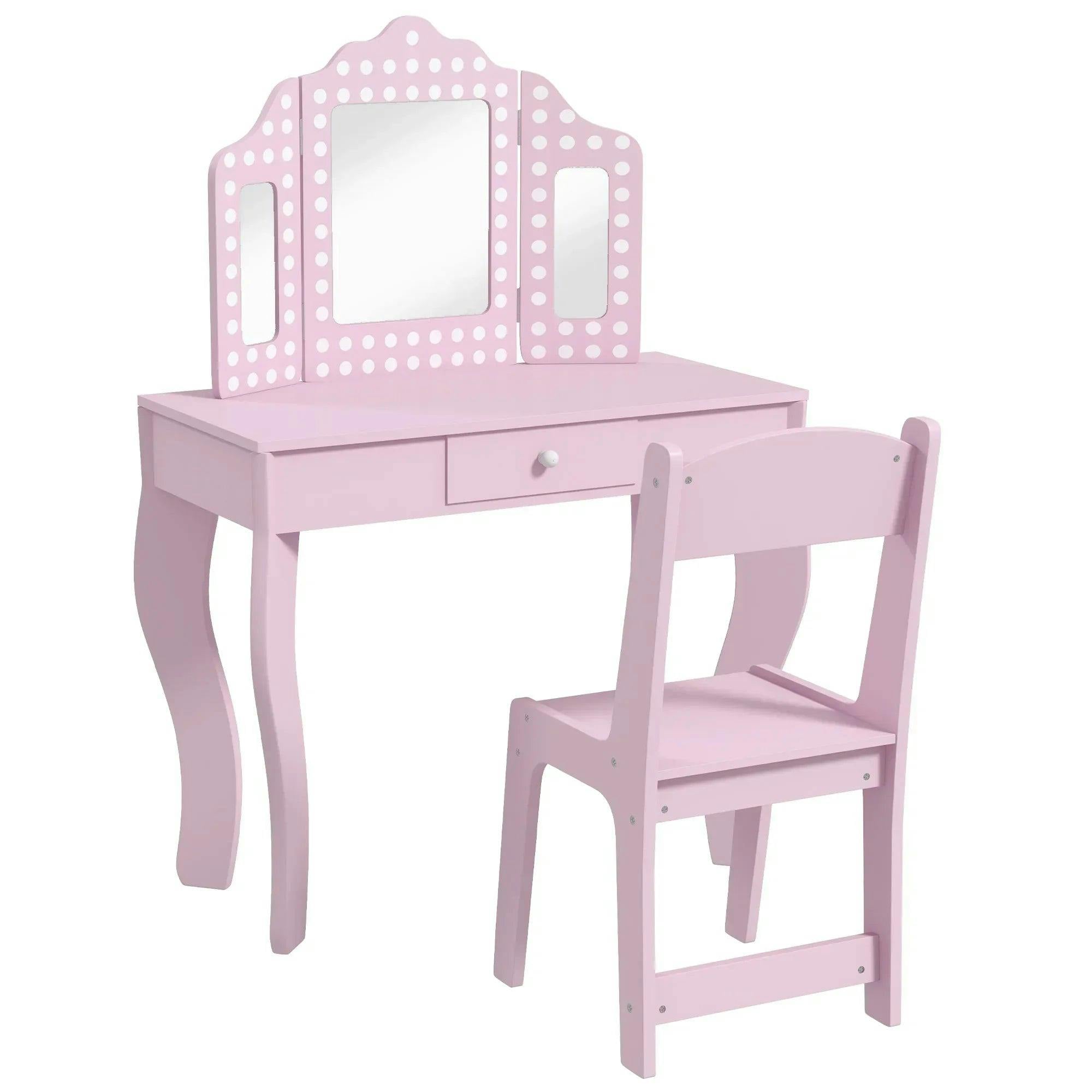 B&Q - Kids Dressing Table Set Make Up W/ StoolDrawerFor Playroom - Image 4