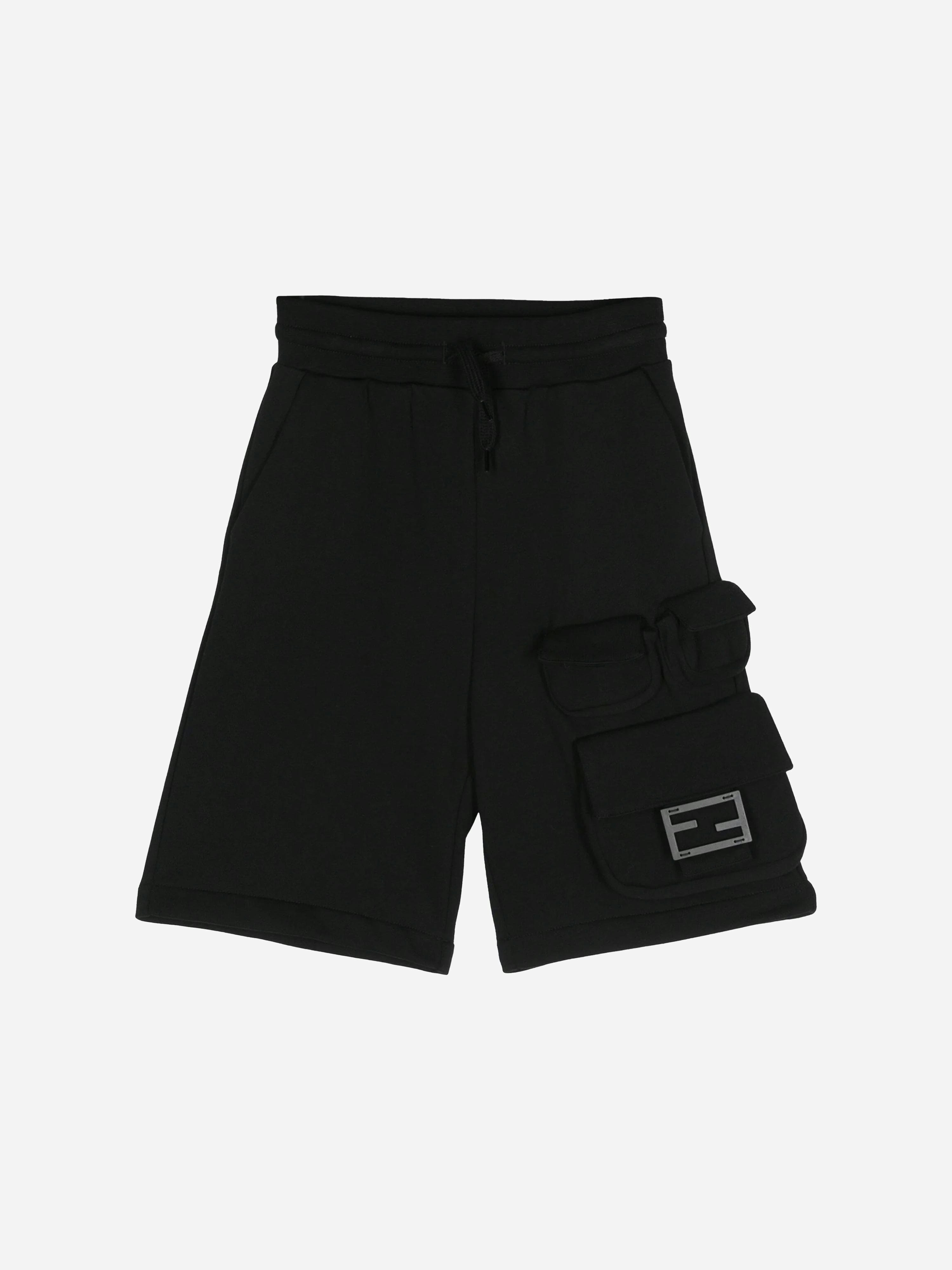 Fendi Kids Boys Black Fendi Ff Cargo Shorts In - 3 Yrs