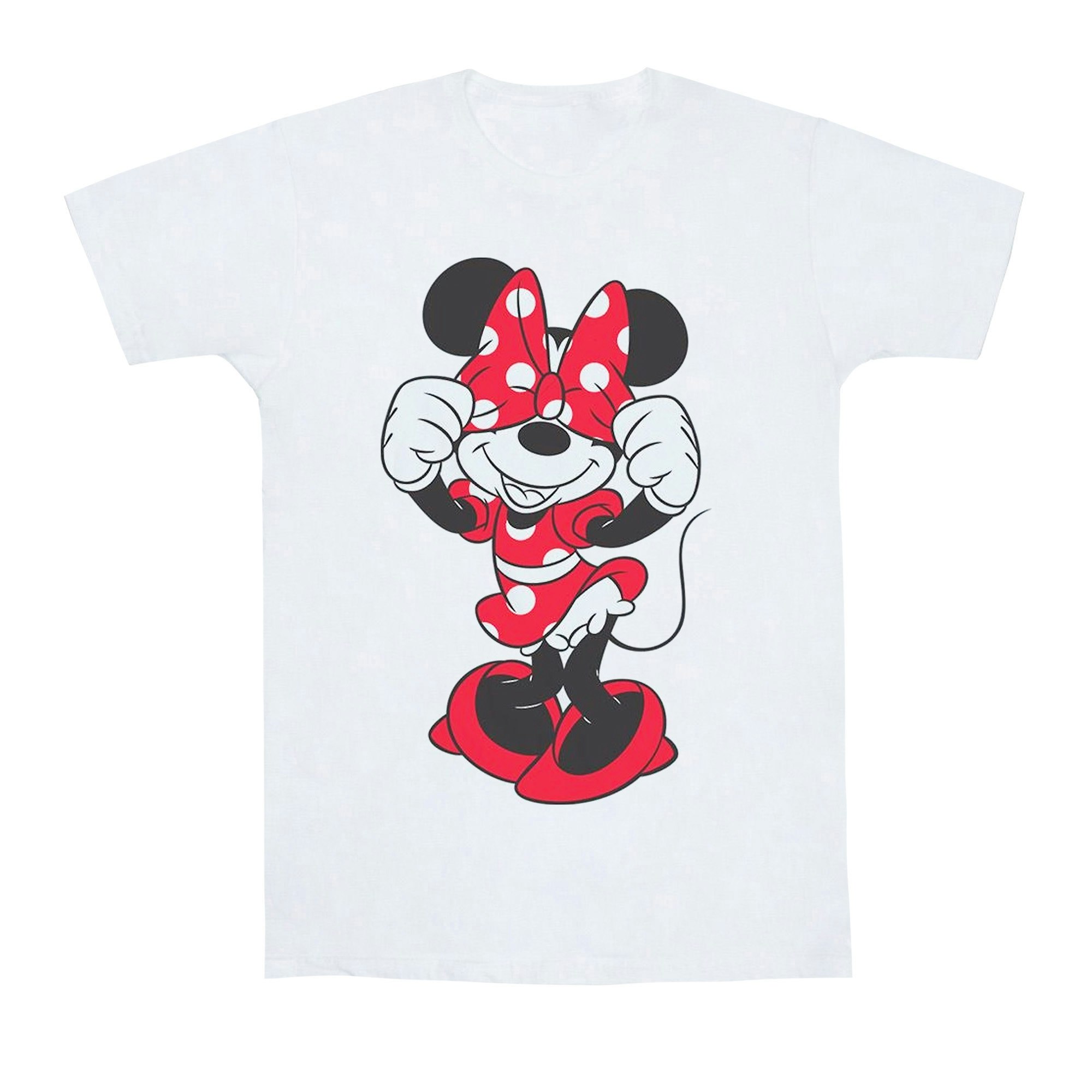 Disney Women's White / Minnie Mouse Bow Eyes Cotton Boyfriend T-Shirt - 3XL