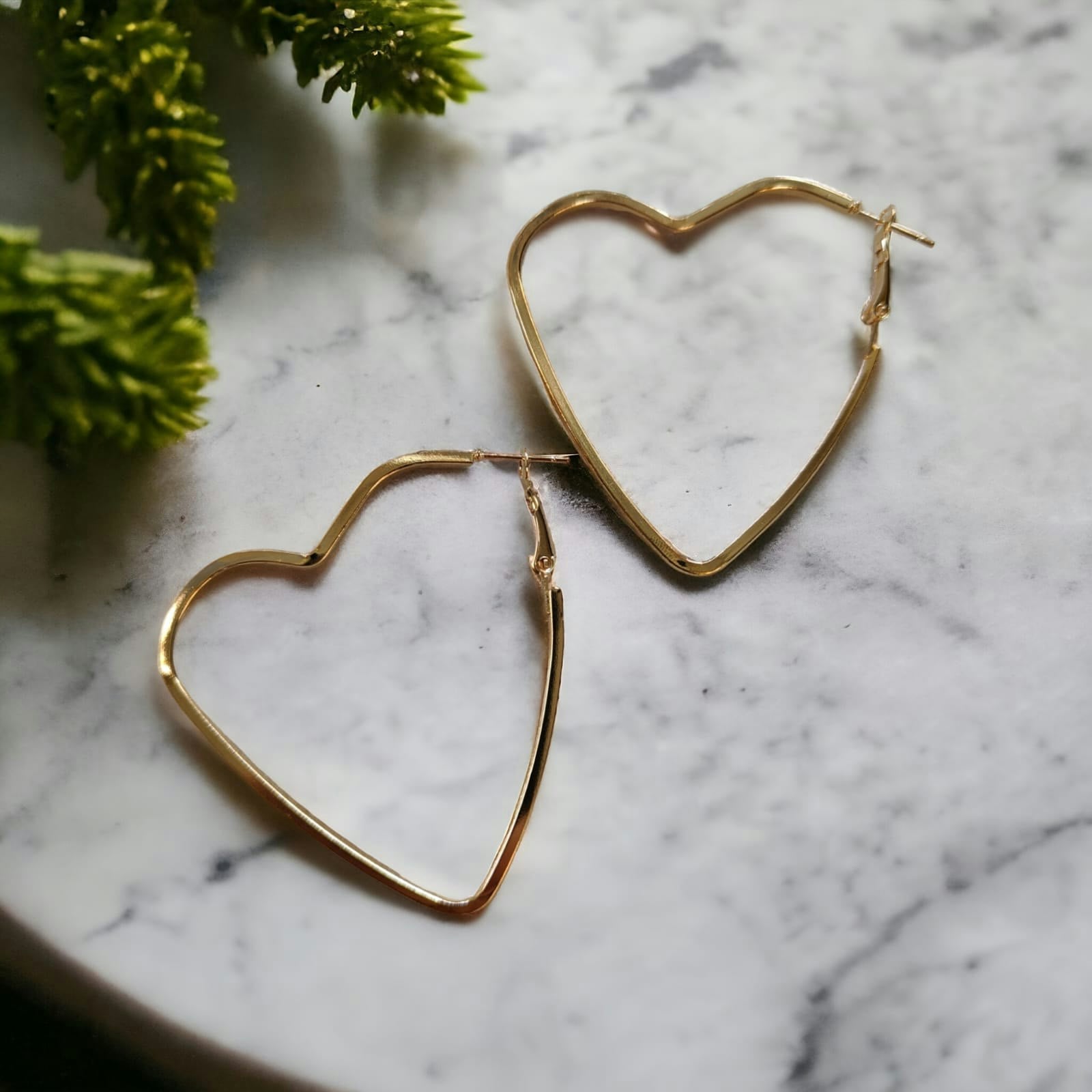 The Colourful Aura Gold Boho Large Heart Geometric Hoop Earrings