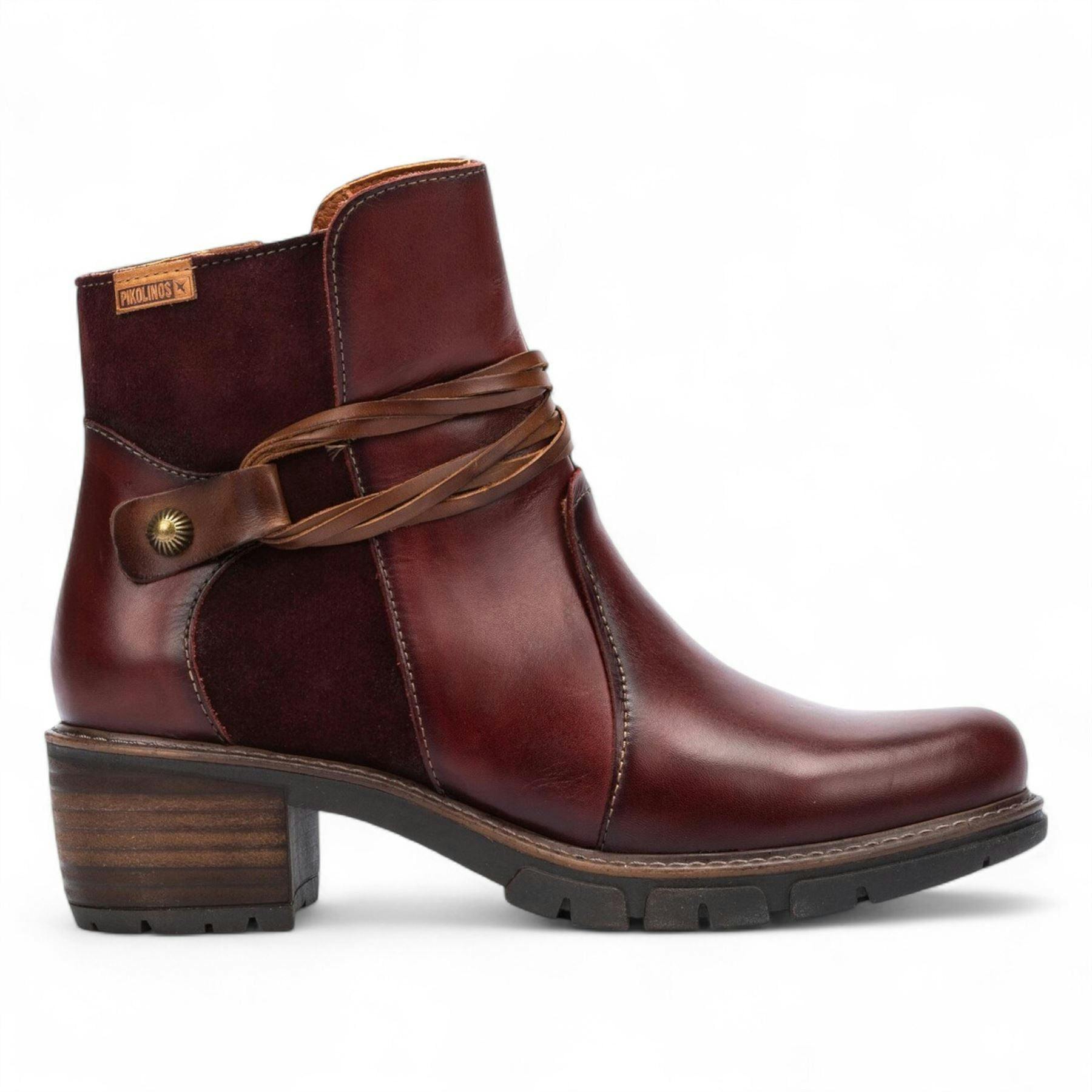 Pikolinos Women's Red ’S Arcilla Leather Zipped Heel Ankle Boots - San Sebastia - Uk 6 | Eu 39 | Us 8.5