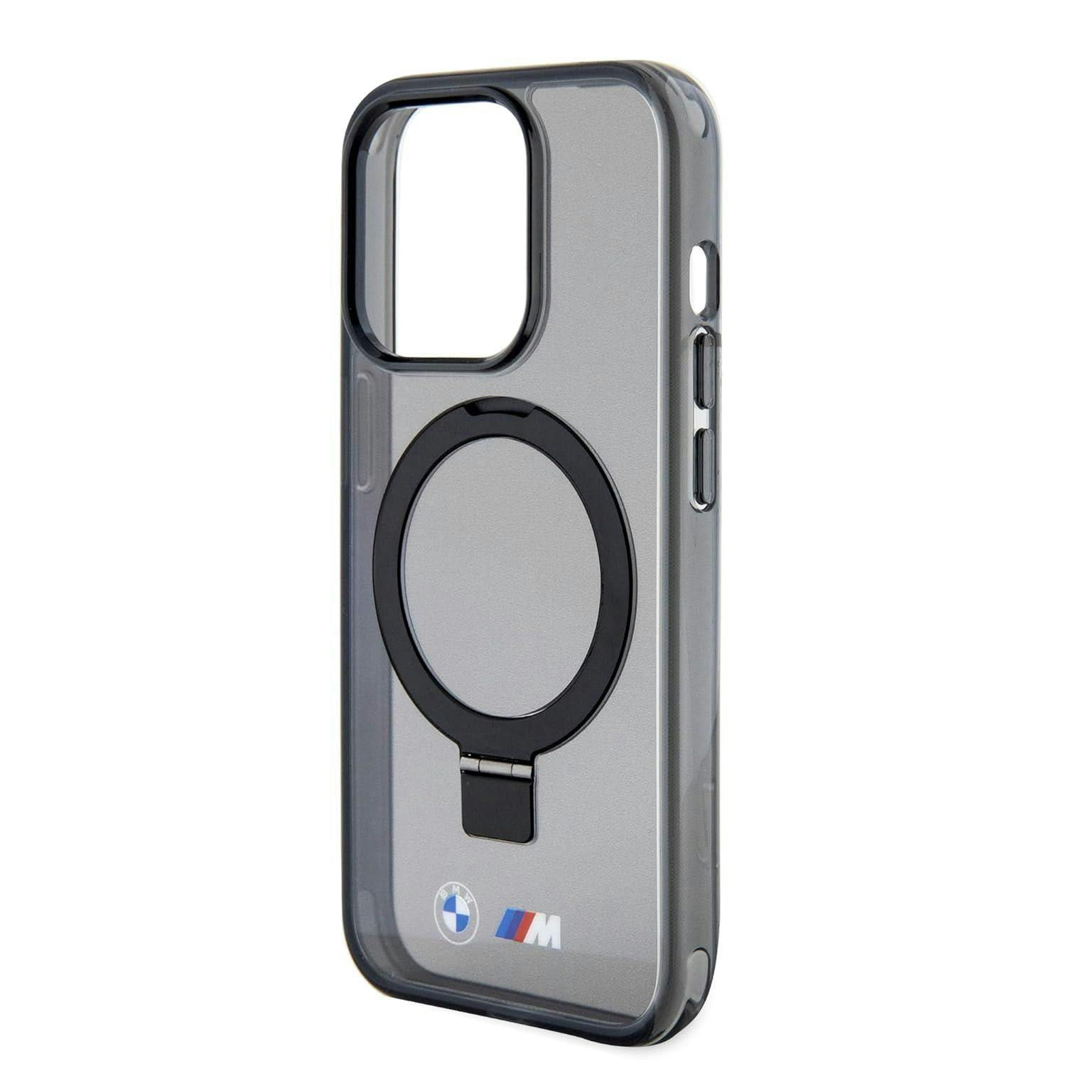 Bmw Black M Series Hardcase With Ring Stand Magsafe For Iphone 15 Pro 6.1" - Bmhmp15lursk