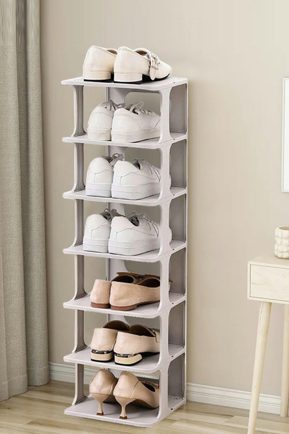 Living And Home White 6-Tier 6-Pair Off- Plastic Shoe Rack