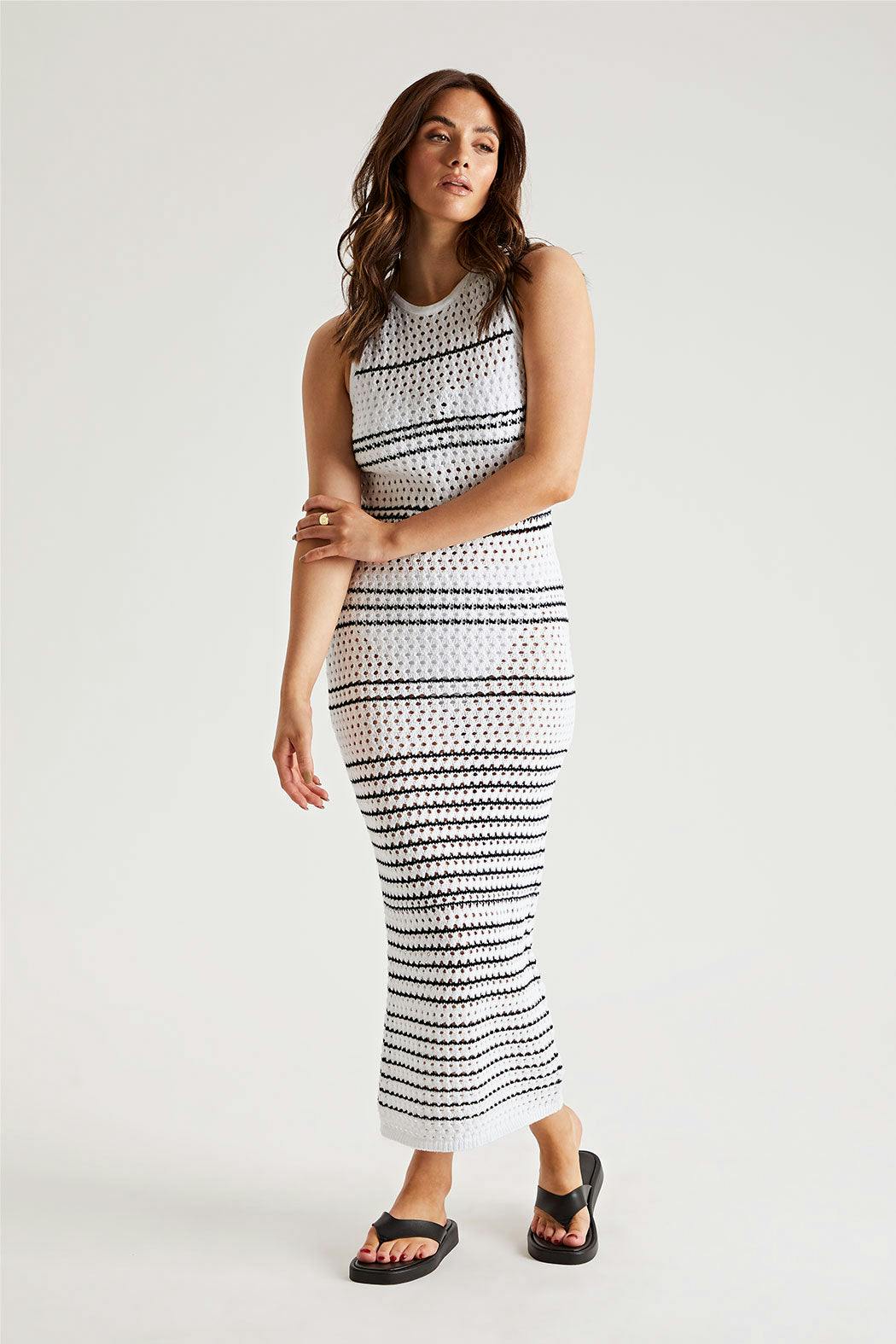 Urban Bliss Light Stripe Pointelle Midaxi Dress - 16