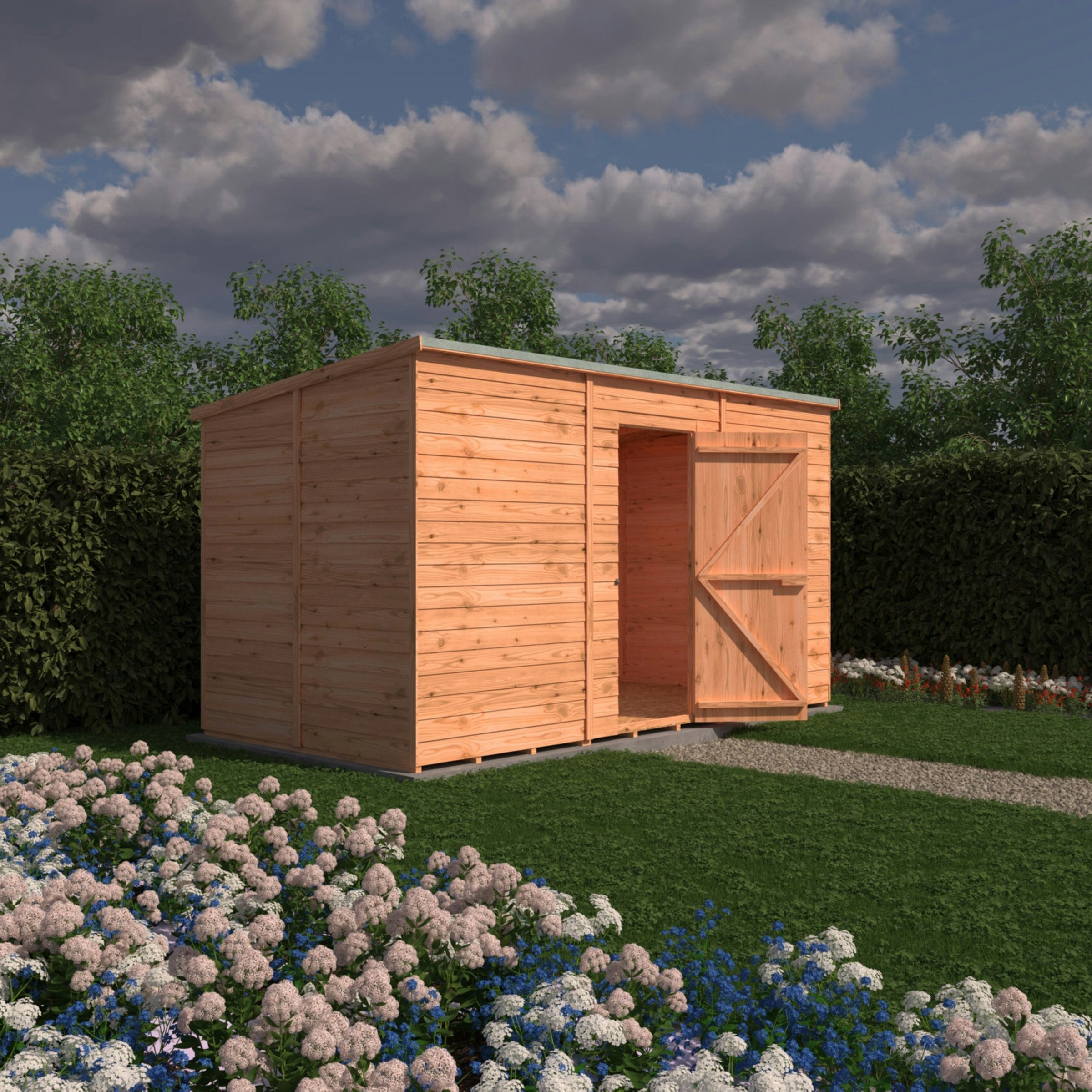 Rackhams Overlap 12X6 Single Door Pent Shed No Windows