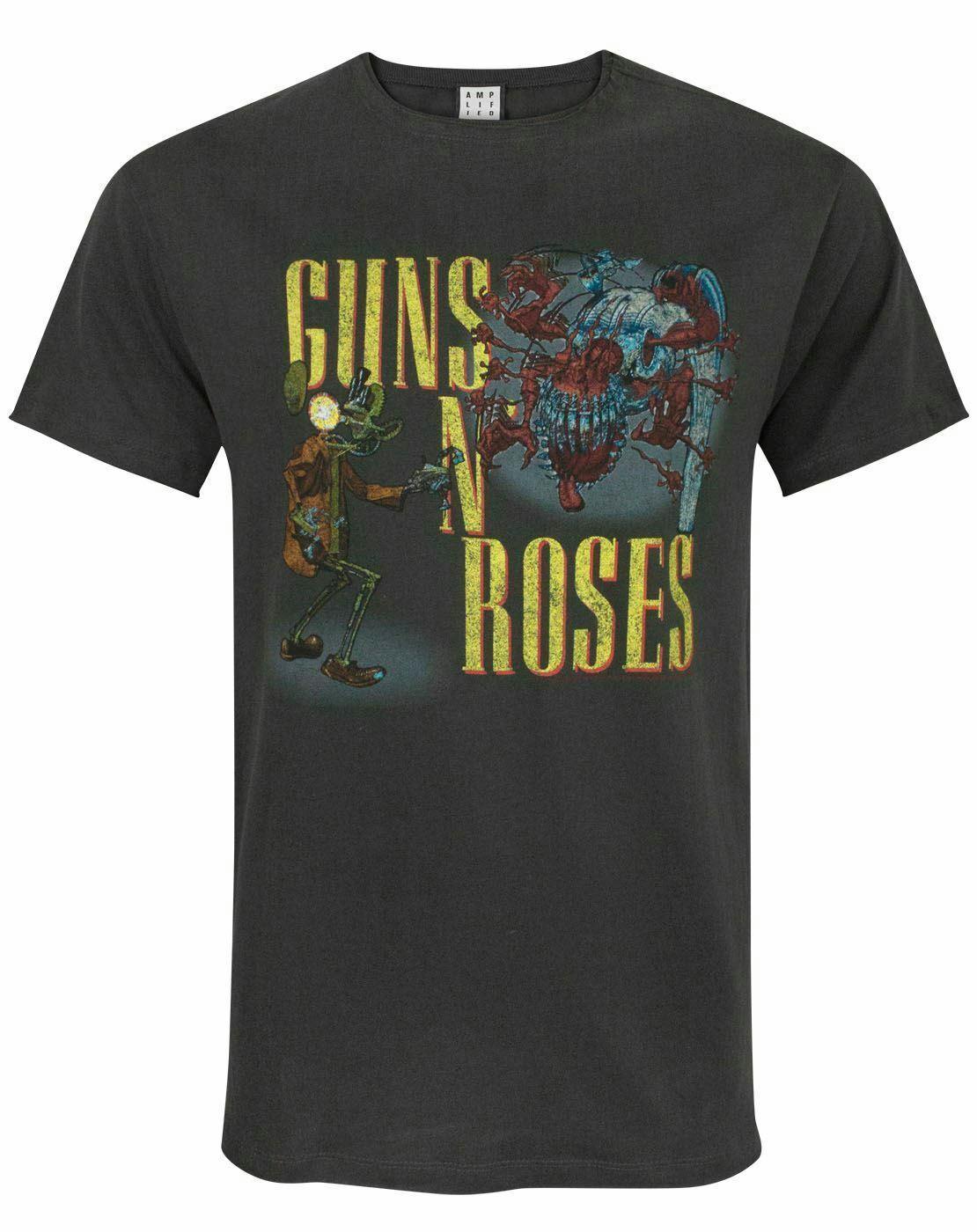 Vanilla Underground Men's Grey Amplified Clothing Guns N Roses Short Sleeved T-Shirt - Small