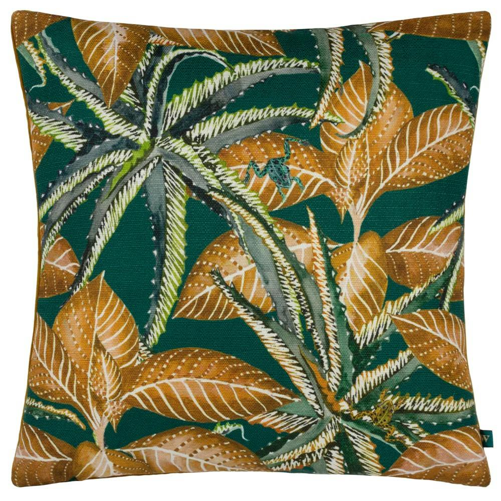Wylder Ebon Wilds Jahi Printed Cushion Cover - Emerald - 43Cm X 43Cm - Emerald - 100% Polyester