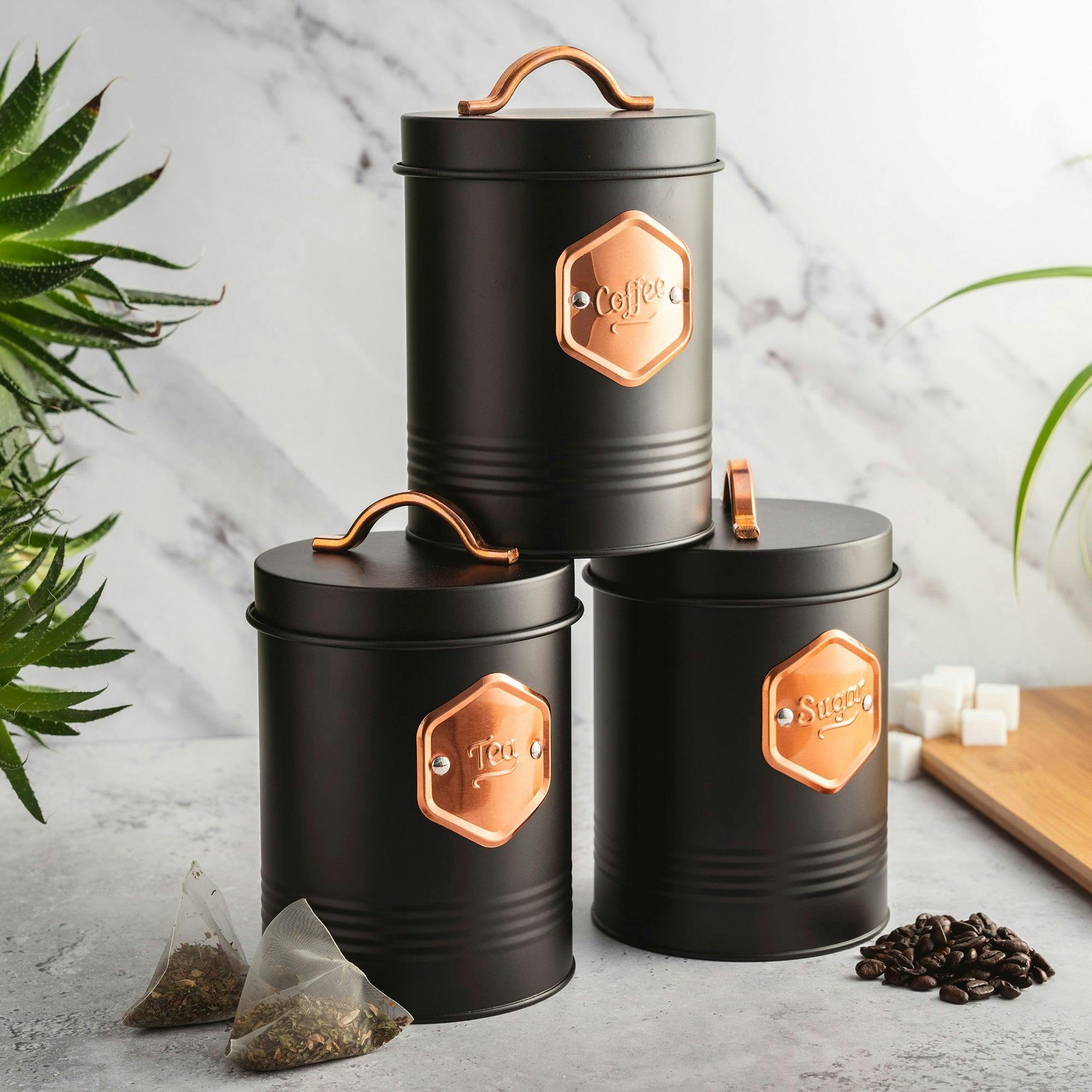 Rackhams Black 3 Kitchen Storage Set | / Copper