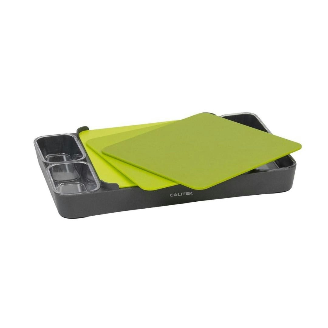 Rackhams Green Set Of 3 Chopping Board Set With Holder For Multipurpose Use - Plastic - 1