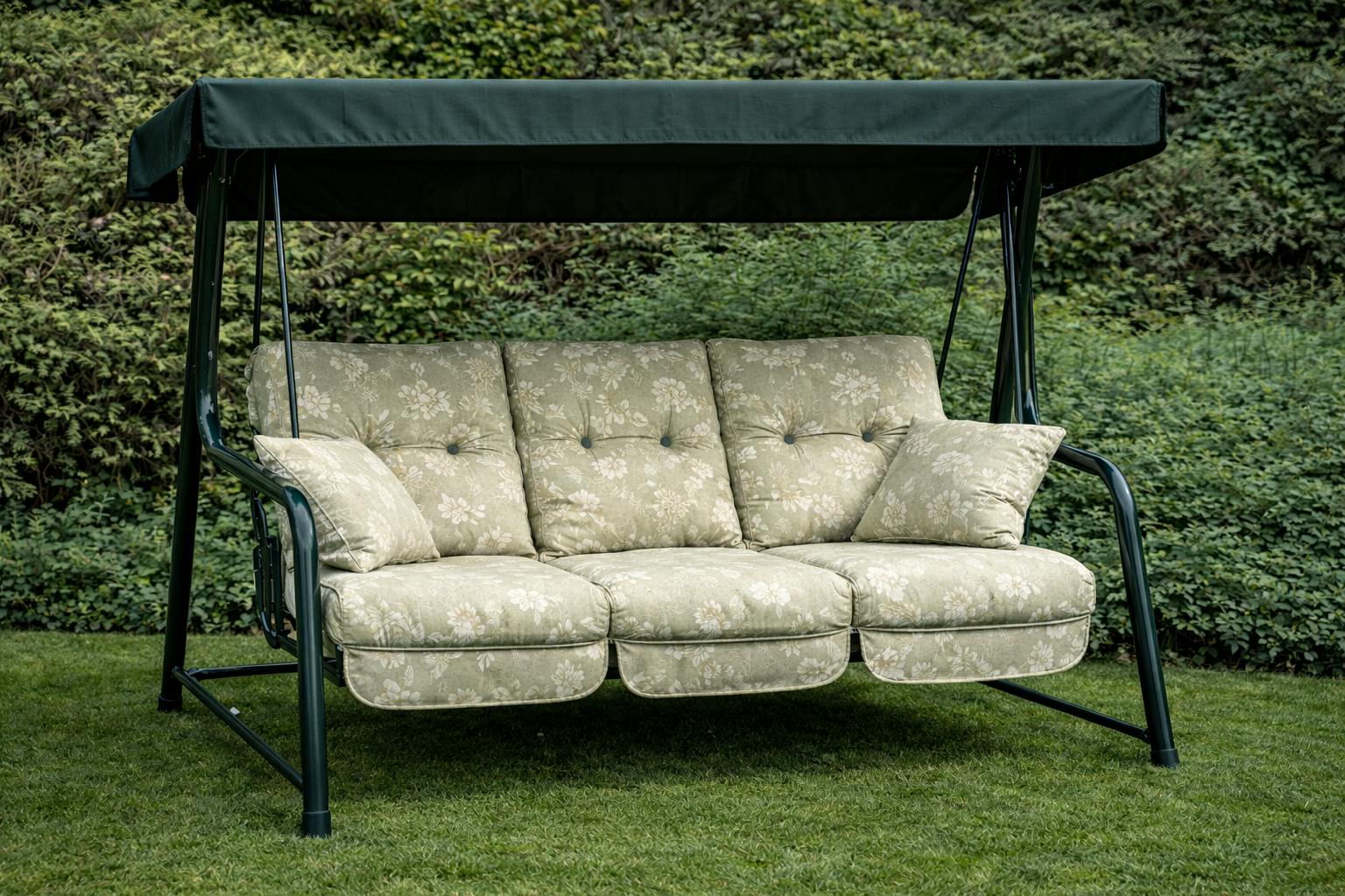 Rackhams Green Replacement Cushion Only Vienna Deluxe 3 Seater Garden Hammock (Pattern Options Available) - Renaissance Sage ( Frame) - 153Cm (H) X 140Cm (W) X 121Cm (D)