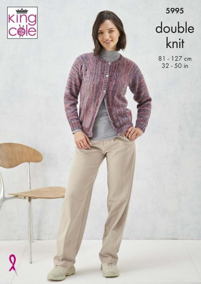 King Cole Women's Homespun Prism Dk Knitting Pattern 5995, Cardigans For 32 - 50 Inches