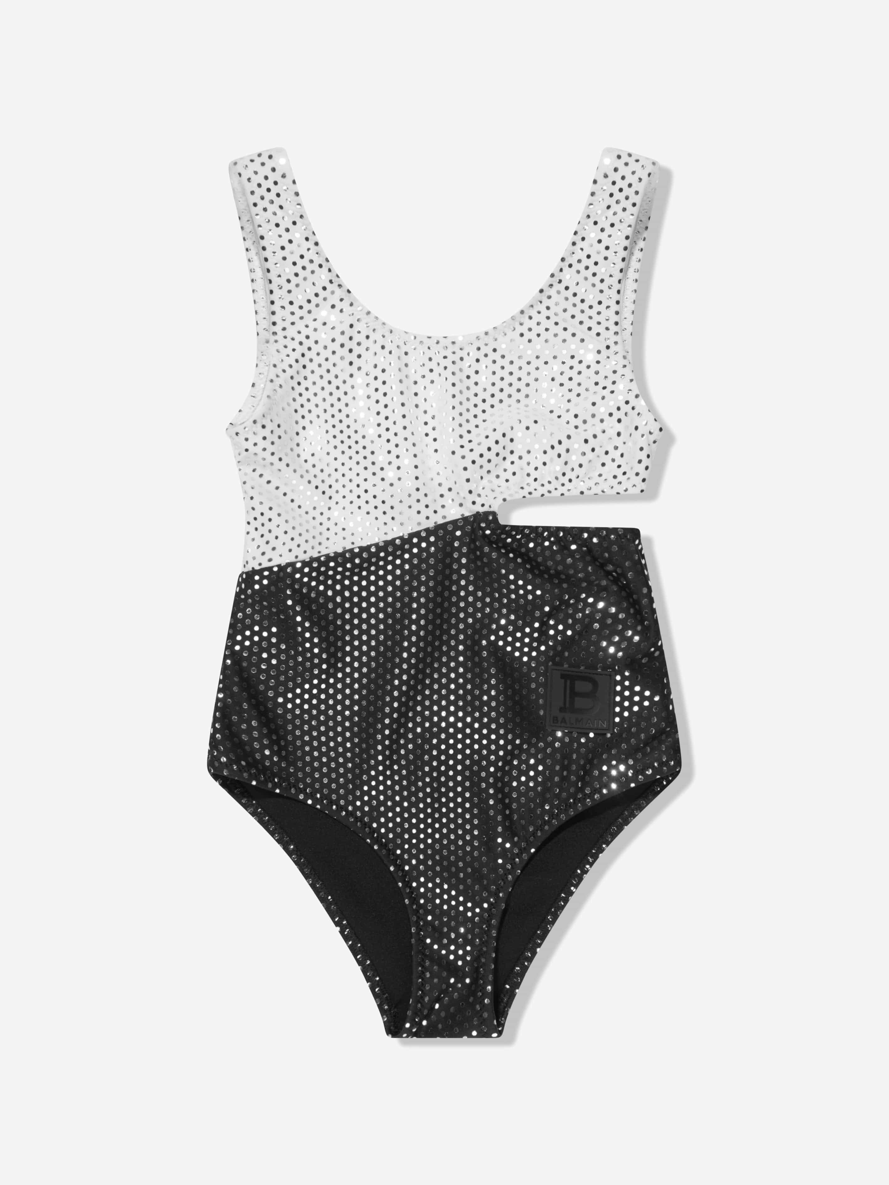 Balmain Girls White Logo Swimsuit In - 10 Yrs