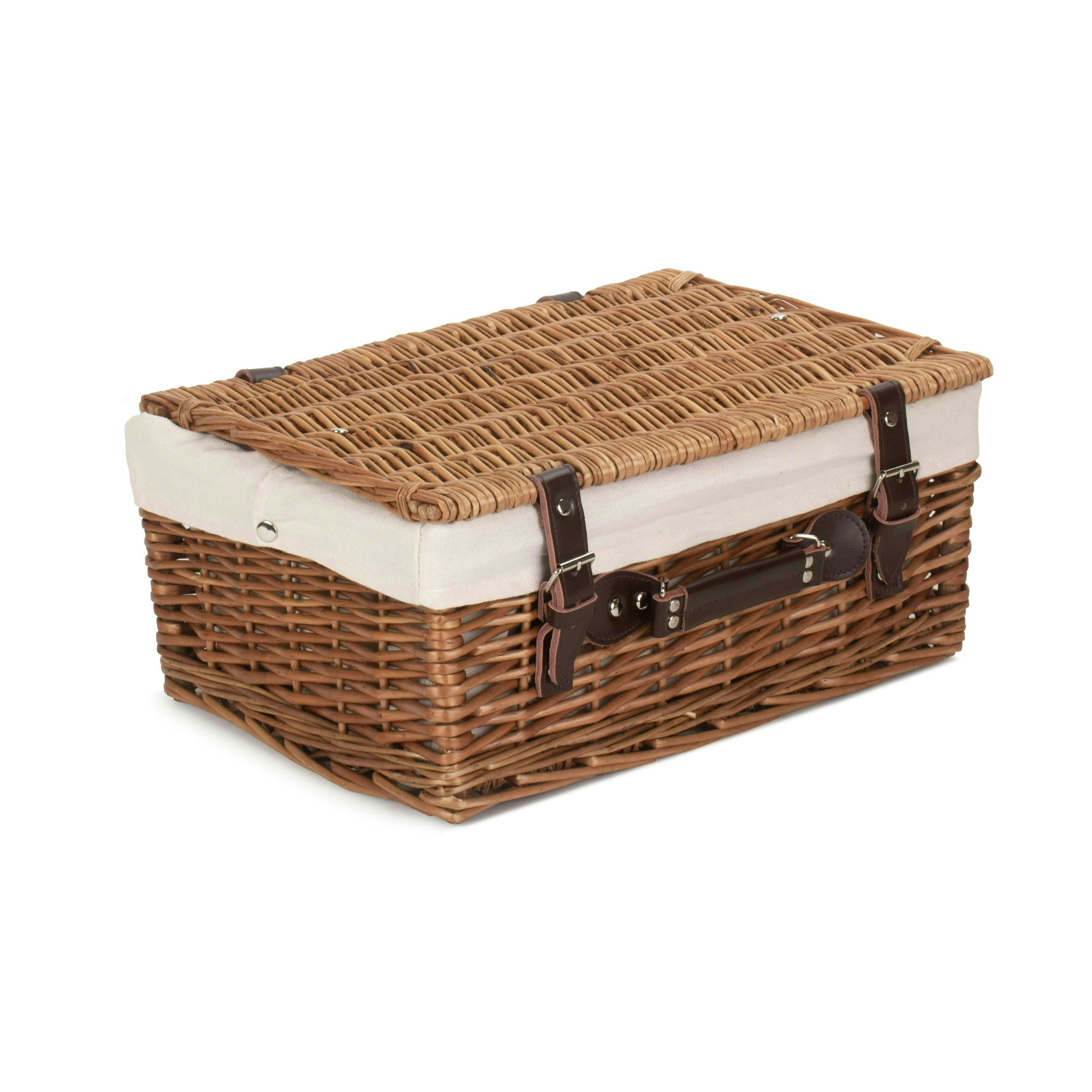 Rackhams White 40Cm Double Steamed Wicker Picnic Basket
