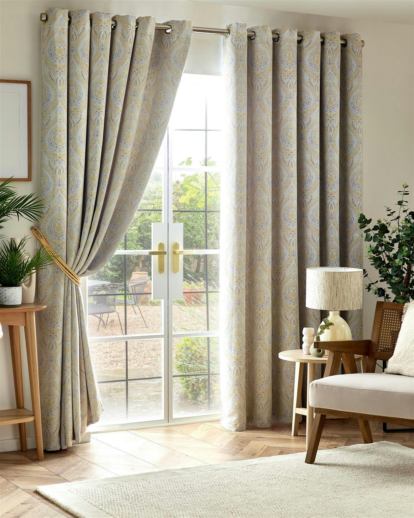 Rackhams Yellow Victoria Room Darkening Ring Top Curtains - 229Cm Width X 229Cm Drop