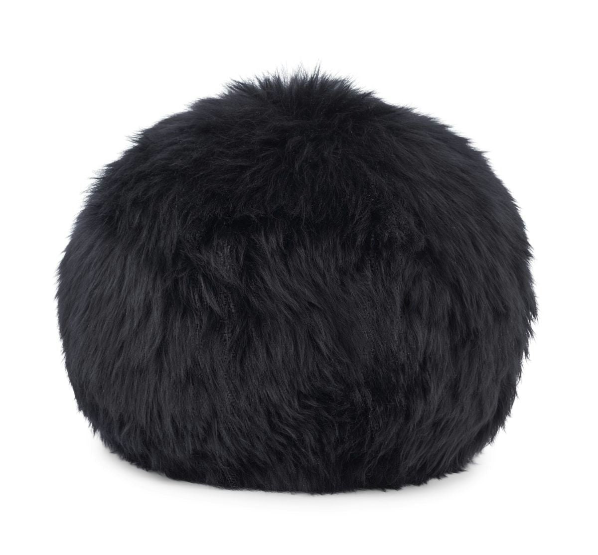Rackhams Black Angelite Cushion | D30 Cm | D25 | D35 | Long Wool - D30 Cm