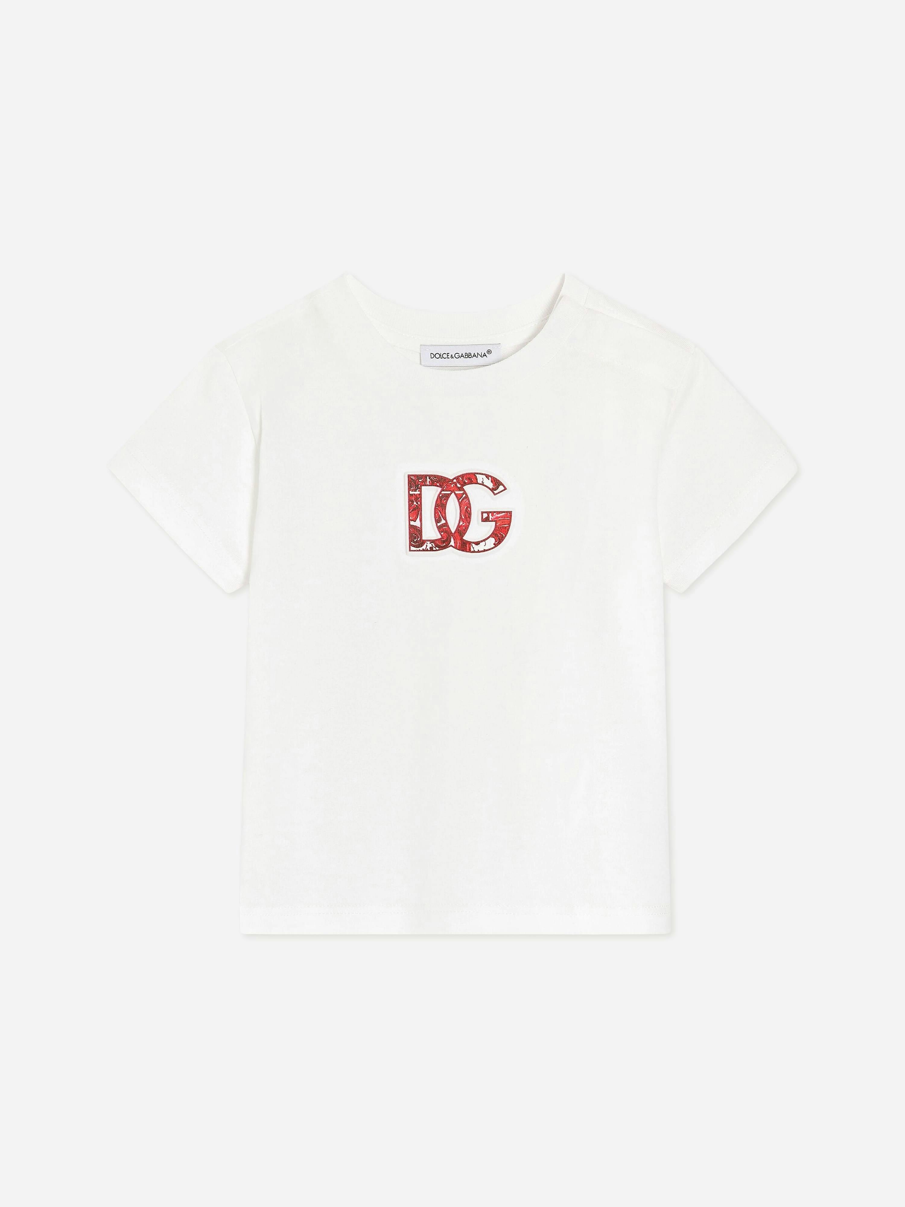 Dolce & Gabbana Kids Boys White Dolce & Gabbana Baby Majolica Logo T-Shirt In - 18 - 24 Mths