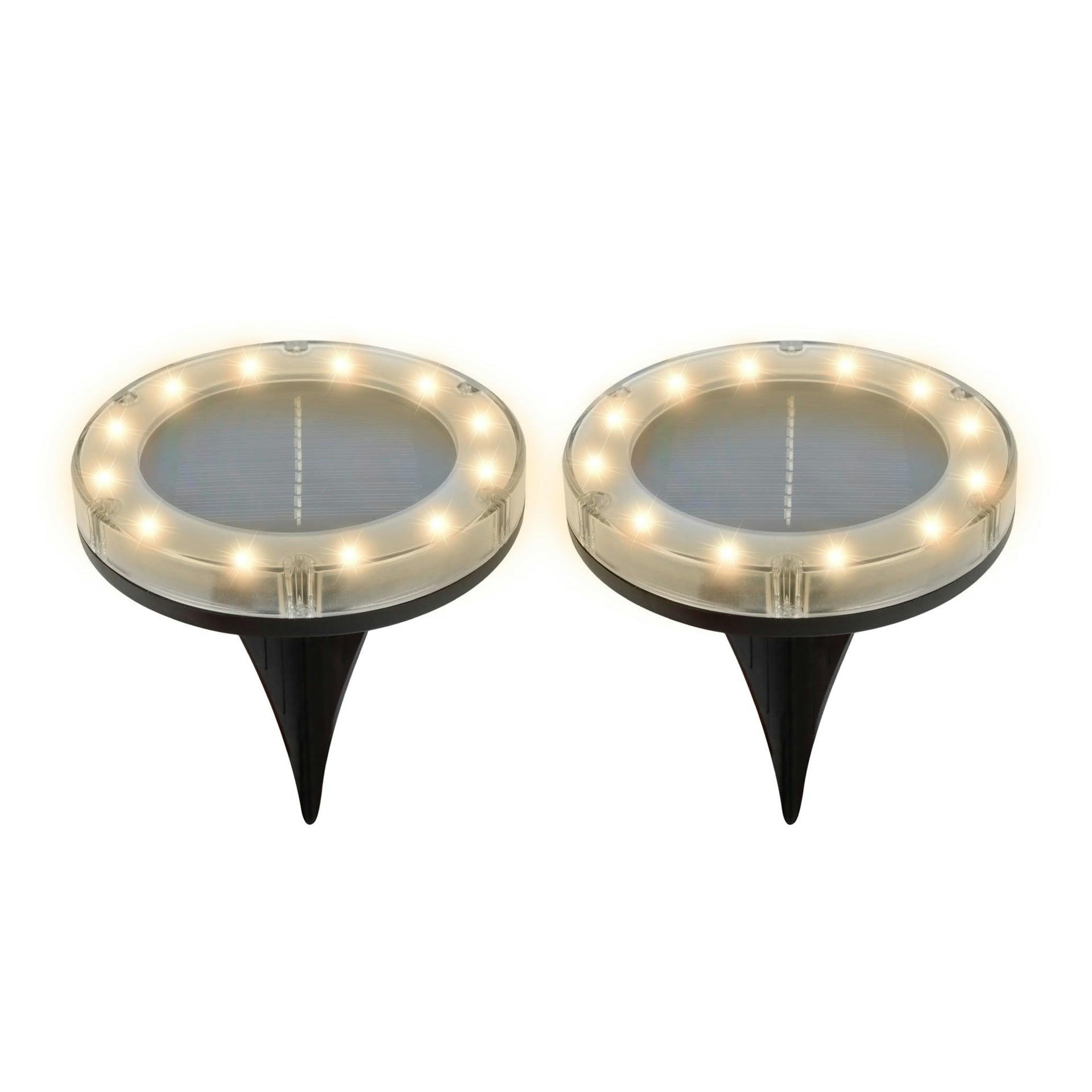 Rackhams White Pack Of 2 Solar Deck Lights – Bright Led Outdoor Step & Pathway Lights