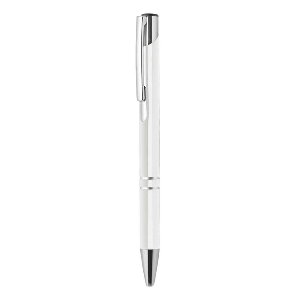 Rackhams White Bern Push Button Ballpoint Pen - One Size