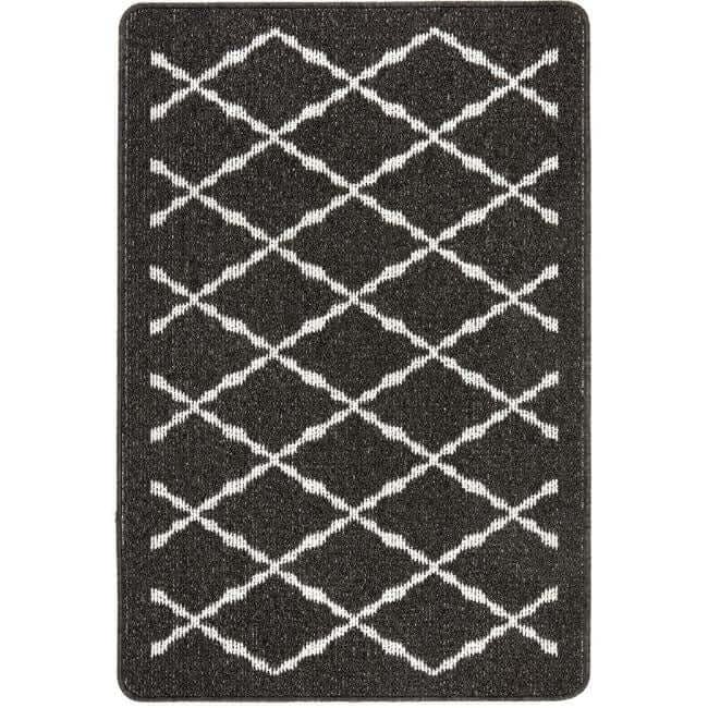 Rackhams Dark/Grey Washable Diamond Mat And Runner - 67X100 Cm
