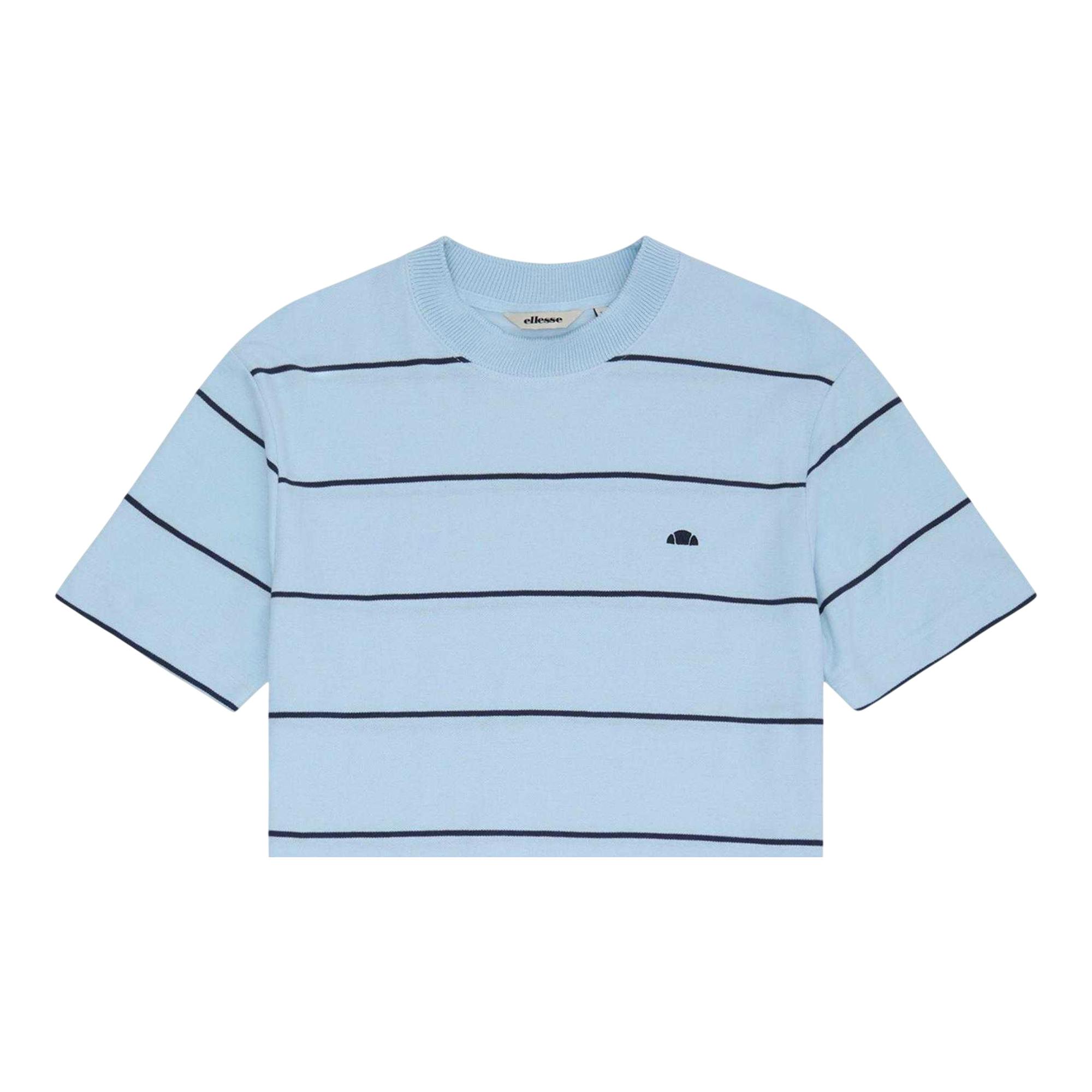 Ellesse Men's Light/Blue Verri Striped T-Shirt - M - 62% Cotton/38% Polyester
