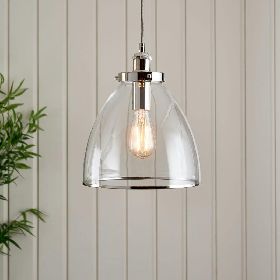 B&Q -  Pagazzi Brunswick Polished Nickel And Glass Ceiling Pendant - Image 4
