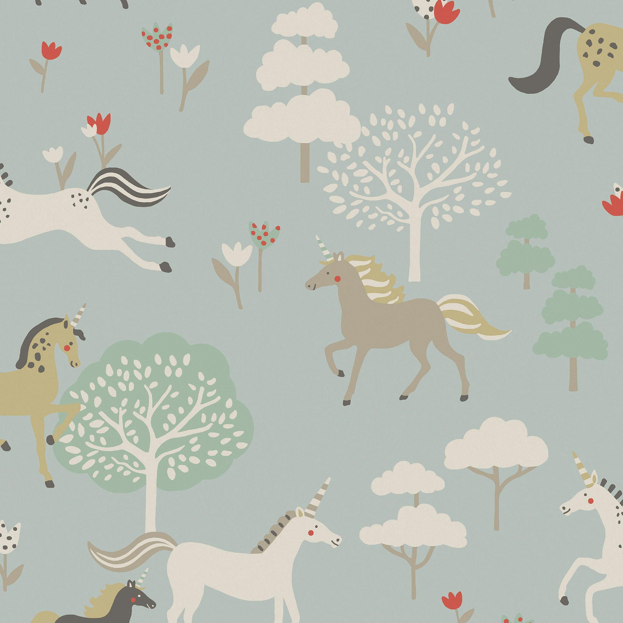 Sophie Allport Blue Forest Ponies Witham Wallpaper