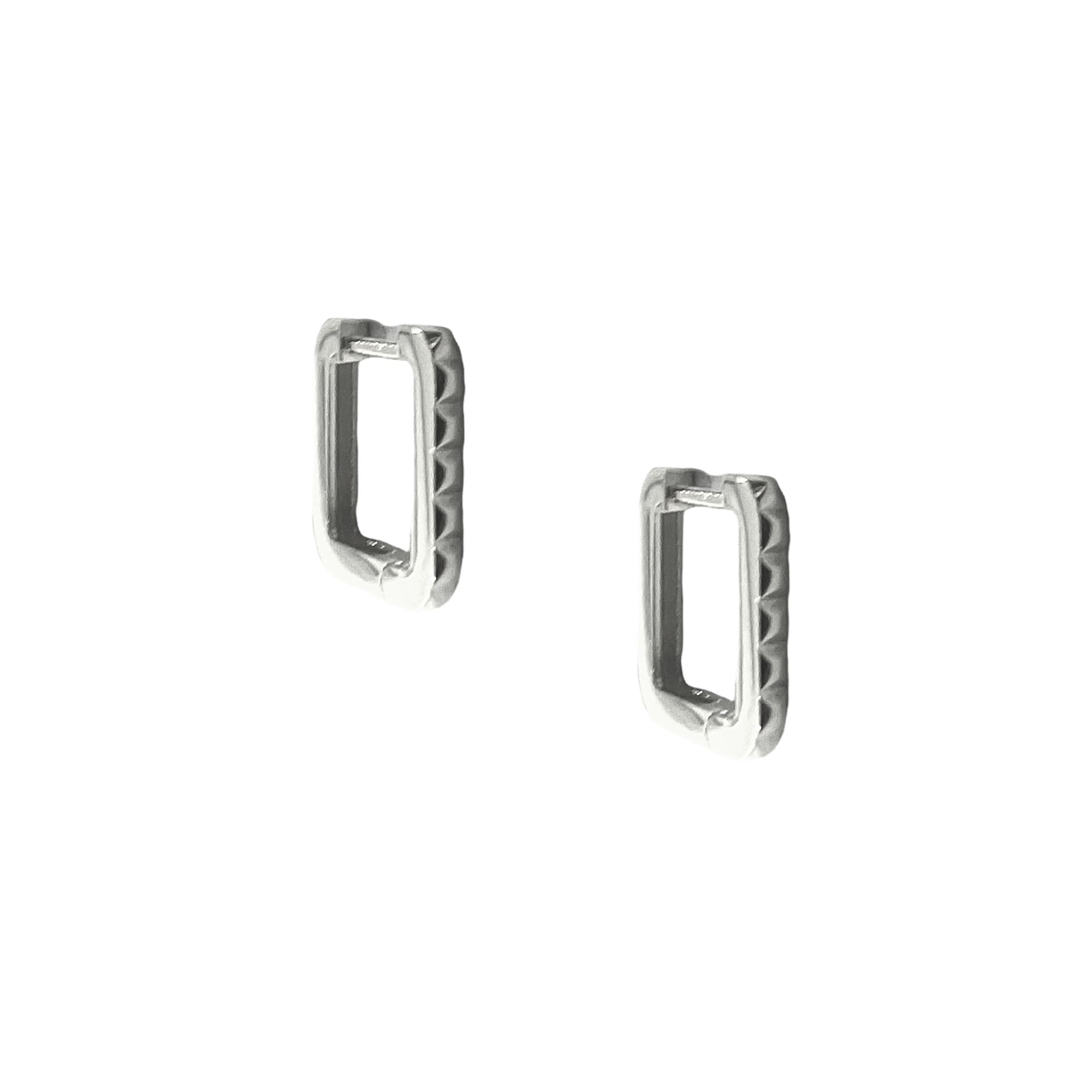 Spero London Silver Sterling Rectangular Hoop Earrings - Image 2